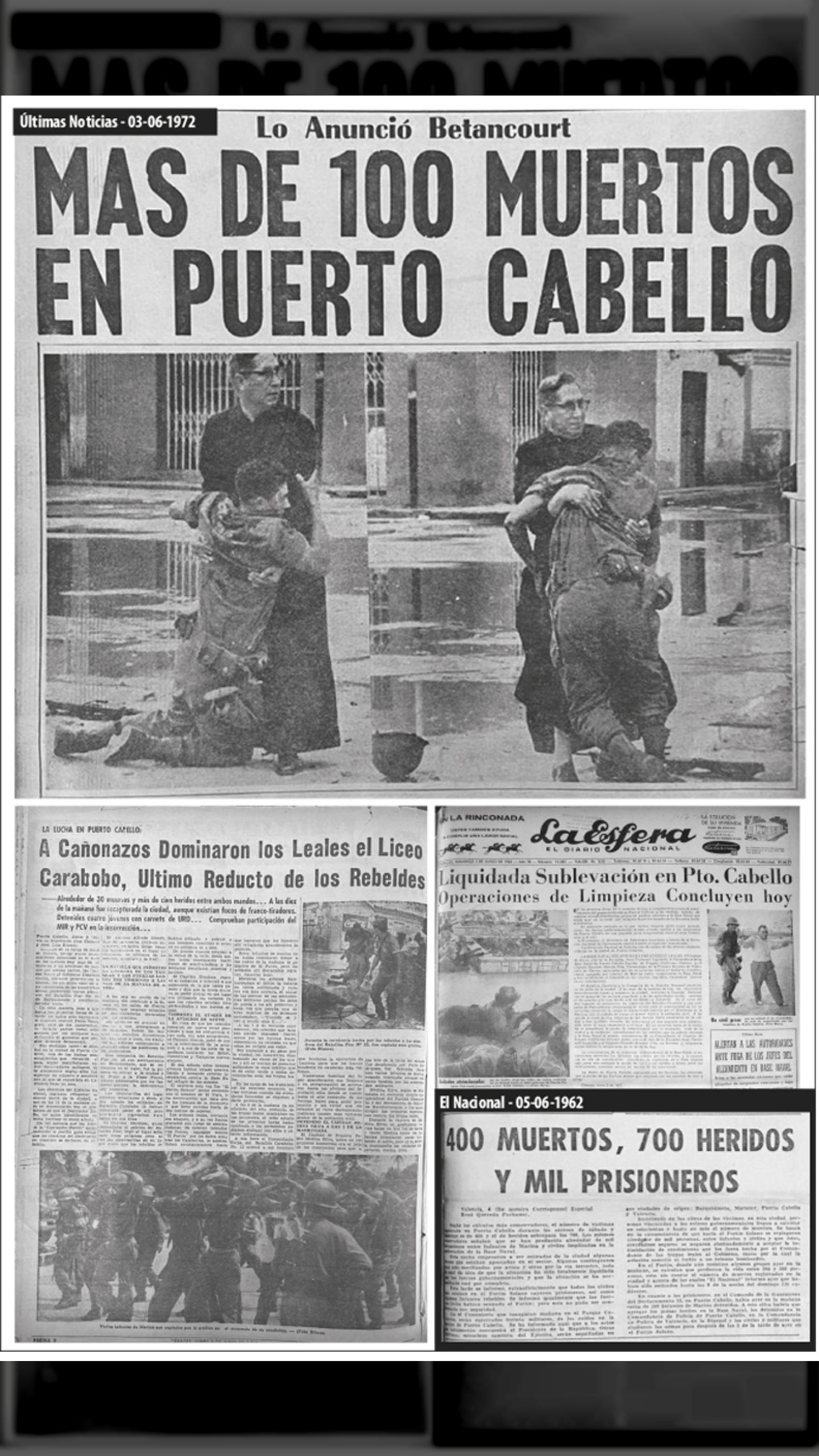 MÁS DE 400 MUERTOS Y 700 HERIDOS (EL NACIONAL, 4 DE JUNIO 1962)