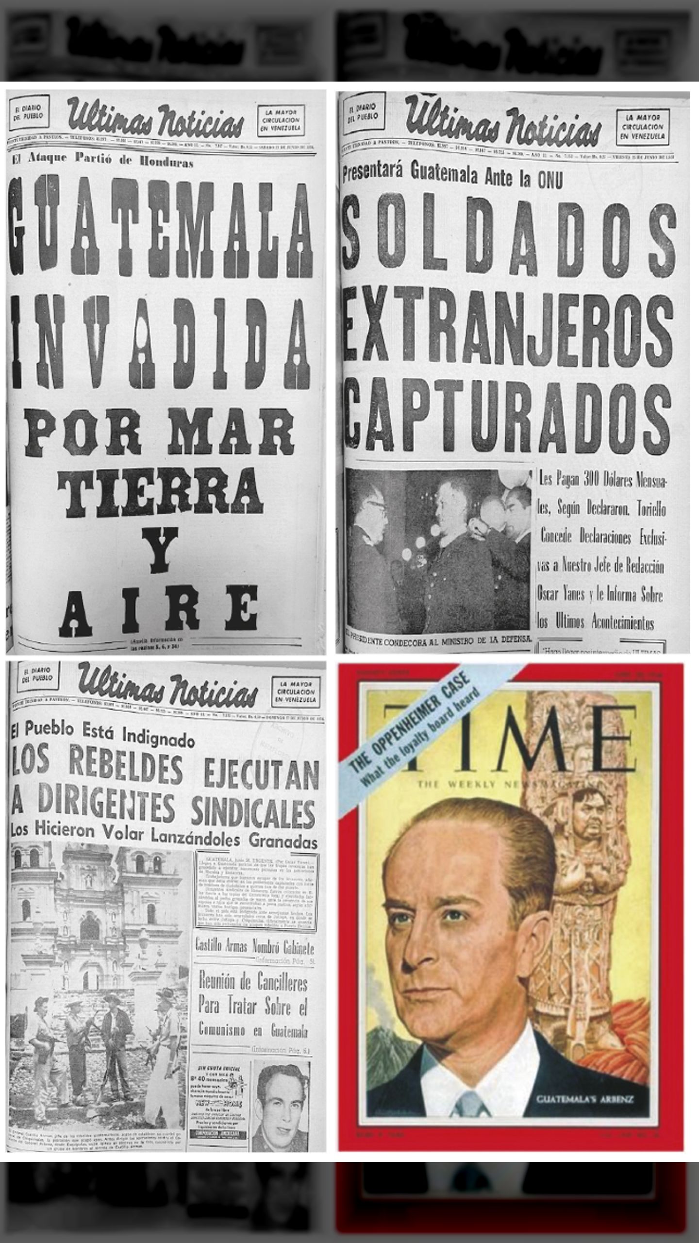 GUATEMALA INVADIDA POR MAR. TIERRA Y AIRE (ÚLTIMAS NOTICIAS, 19 DE JUNIO DE 1954)