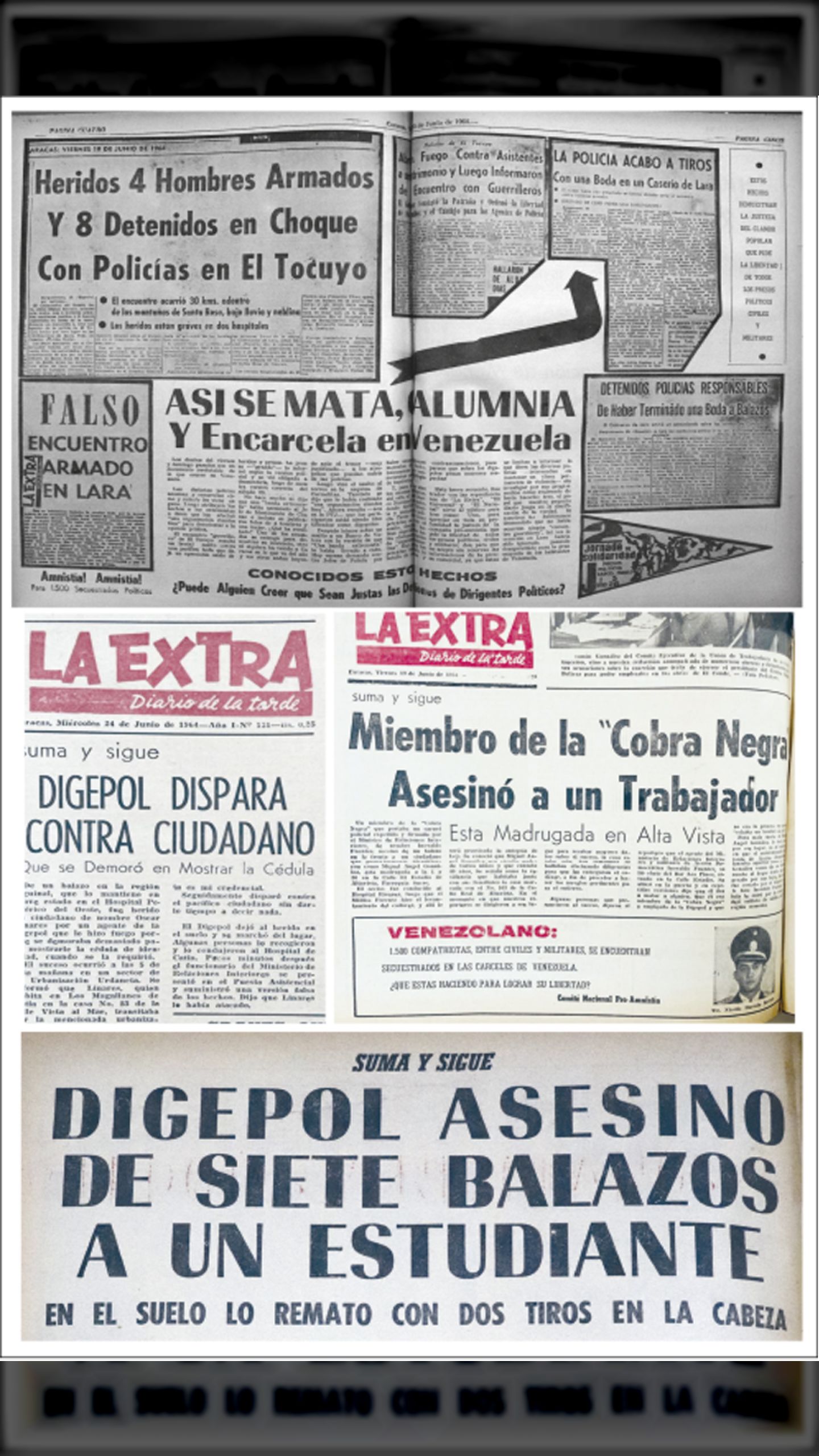 Así se mata, calumnia y encarcela en Venezuela (LA EXTRA, 23 de junio de 1964)