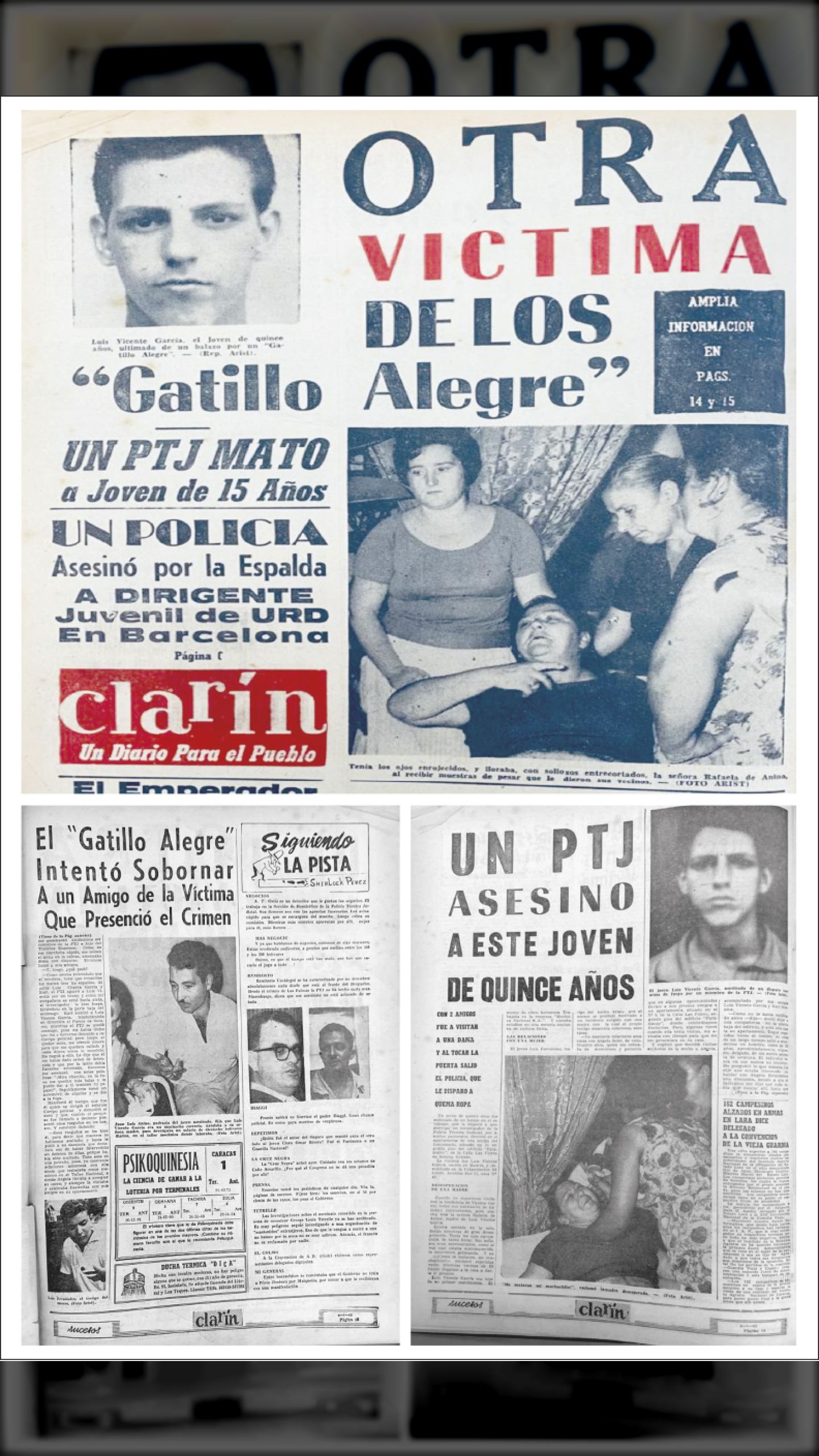 UN PTJ MATÓ A JOVEN DE 15 AÑOS (CLARIN, 4 de JULIO 1963)