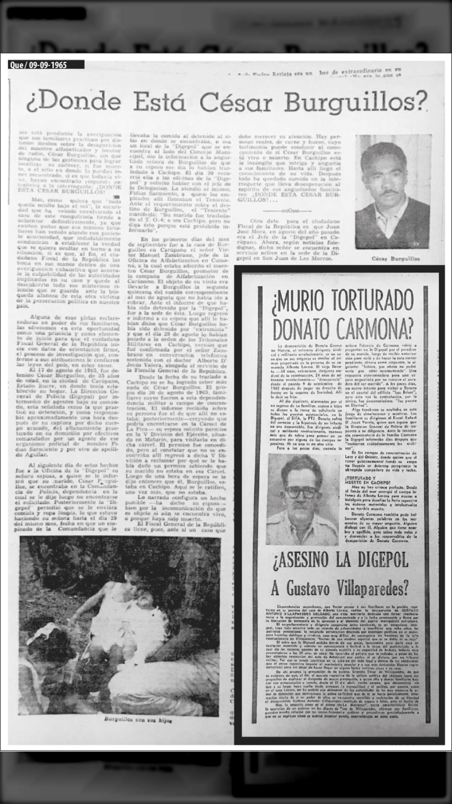 ¿Dónde está César Burguillos? (QUÉ PASA EN VENEZUELA, 3 de diciembre 1965)