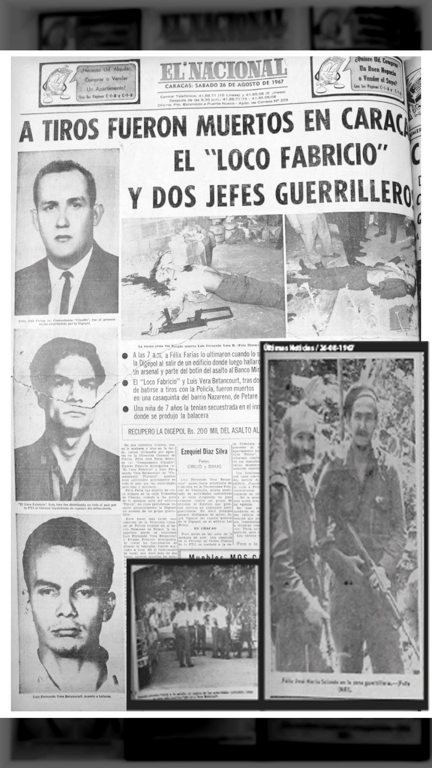 LA DIGEPOL PERPETRA DOS MASACRES EN CARACAS (EL NACIONAL, 27 de agosto 1967)