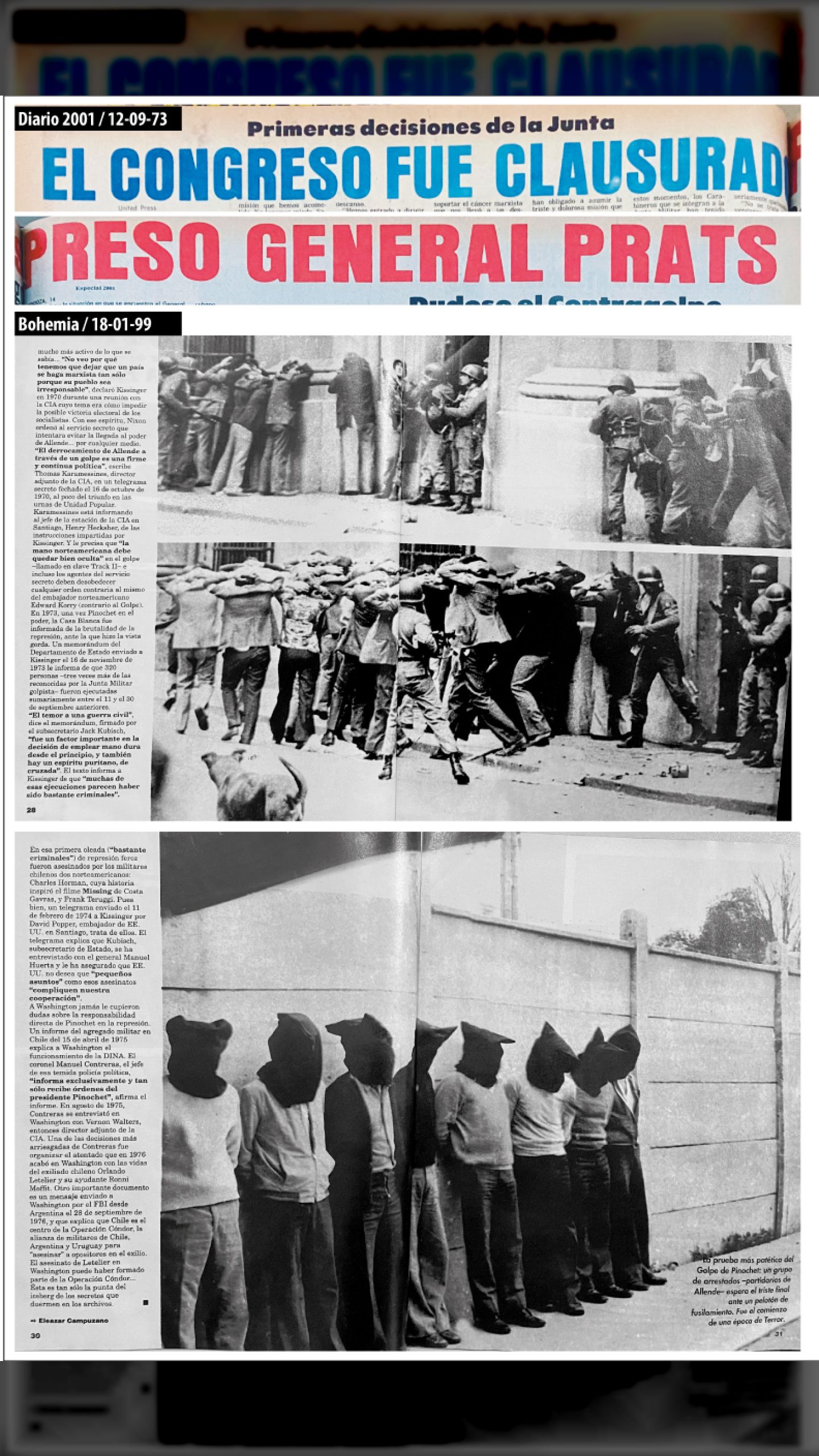 ¡PAREDON! LOS DOCUMENTO Y FOTOS QUE CONDENAN AL GENERAL PINOCHET (REVISTA BOHEMIA, 16 DE ENERO 1999)