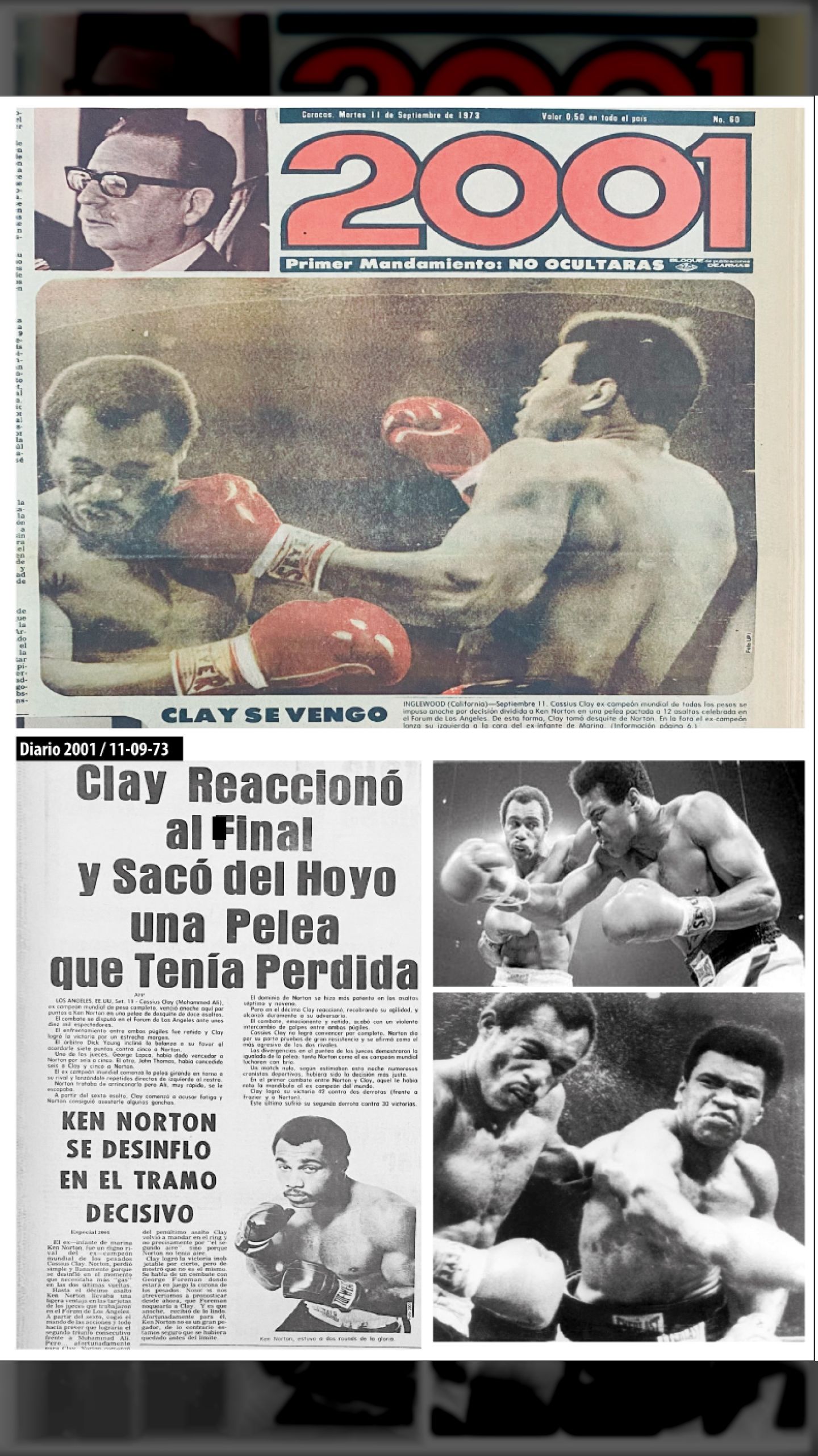 Histórico combate entre Muhammad Alí y Ken Norton (DIARIO 2001, 11 de septiembre de 1973)