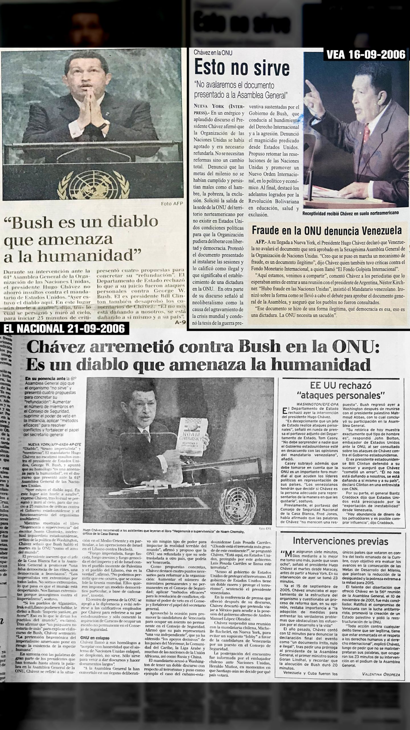 ¡Ayer estuvo el diablo aquí, en este mismo lugar huele a azufre todavía! (EL NACIONAL, 21 DE SEPTIEMBRE 2006)