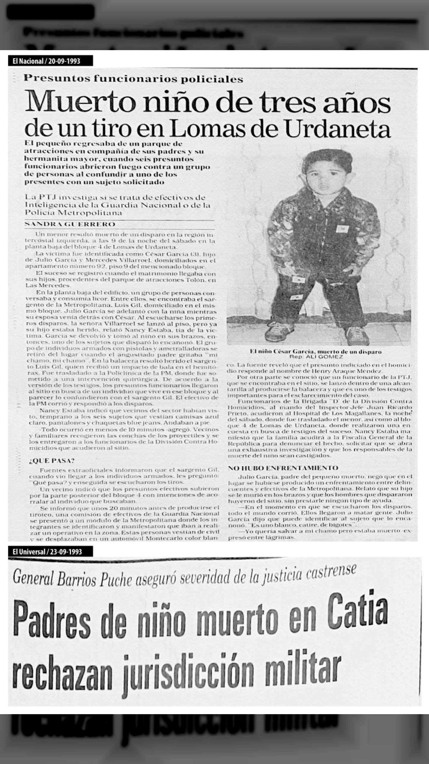 ASESINADO NIÑO DE 3 AÑOS POR CUERPOS REPRESIVOS DEL ESTADO (ÚLTIMAS NOTICIAS, 20 de septiembre 1963)