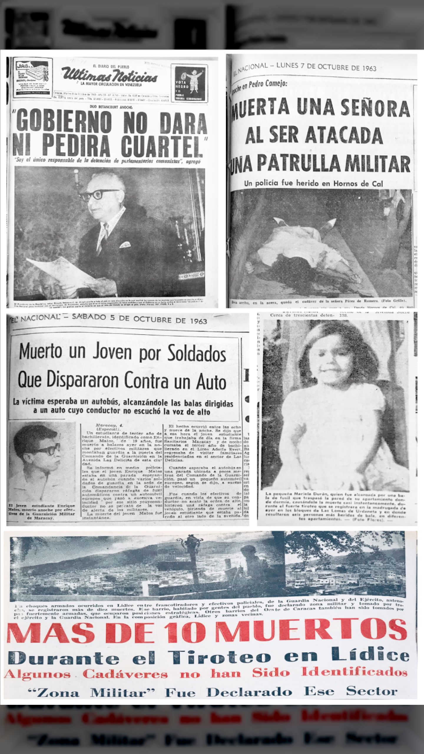 “GOBIERNO NO DARÁ NI PEDIRÁ CUARTEL” (Últimas Noticias, 8 de octubre de 1963)