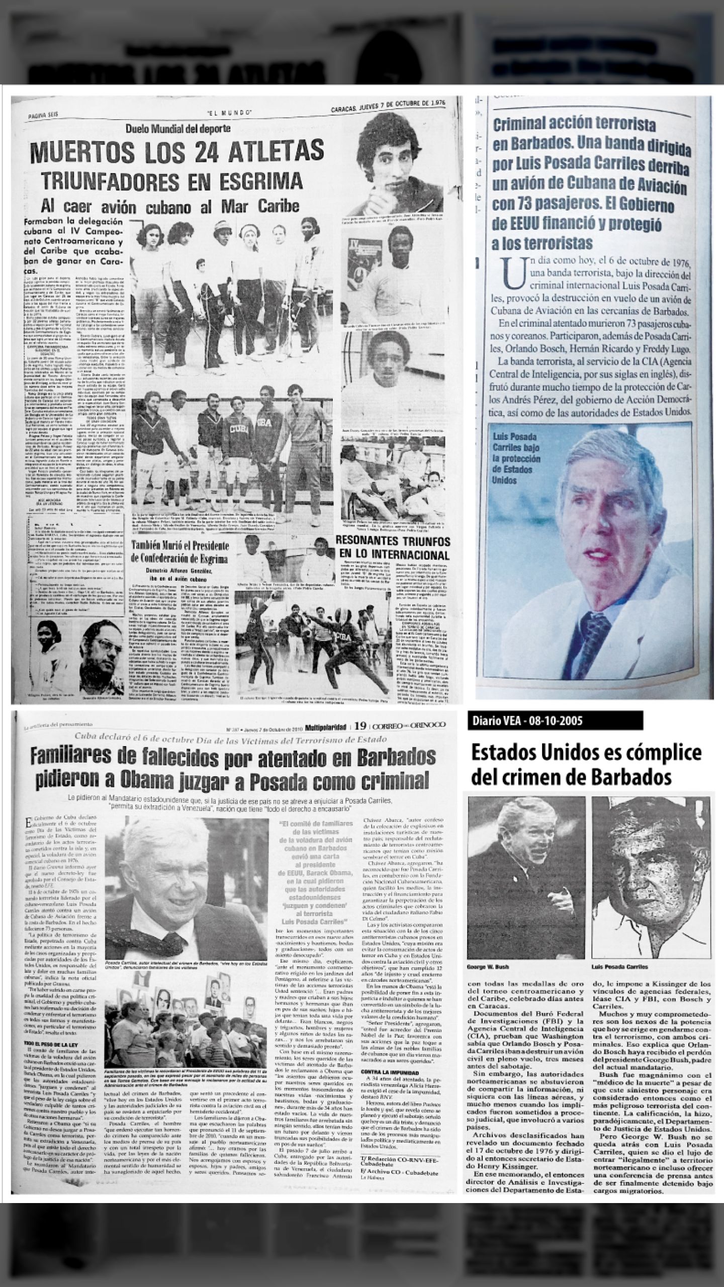 LA VOLADURA DEL AVIÓN CUBANO (Diario VEA, 7 de octubre 2016 y El Mundo, 7 de octubre 1976)