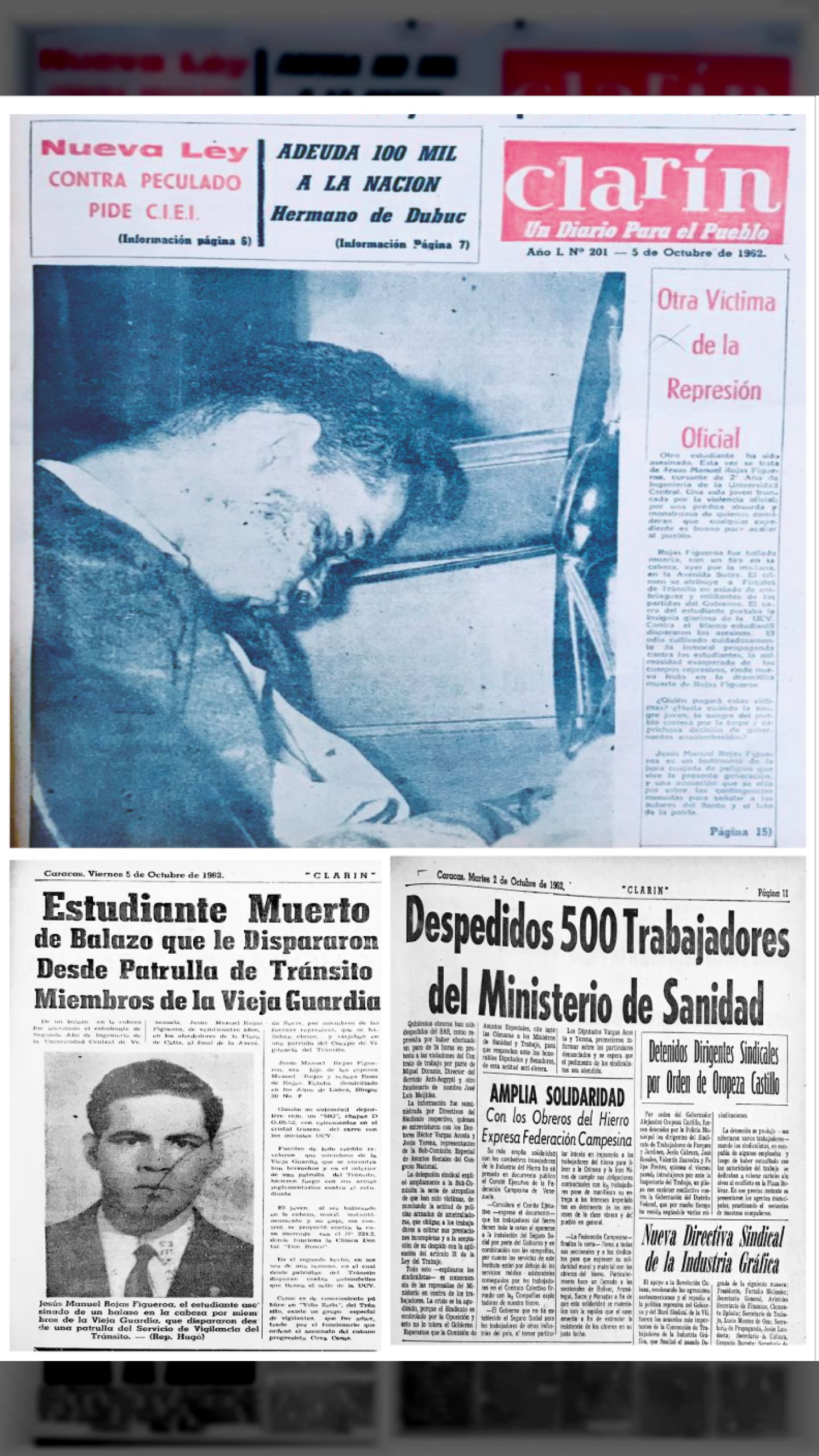 Otra Víctima de la Represión Oficial (CLARÍN, 5 de octubre de 1962)