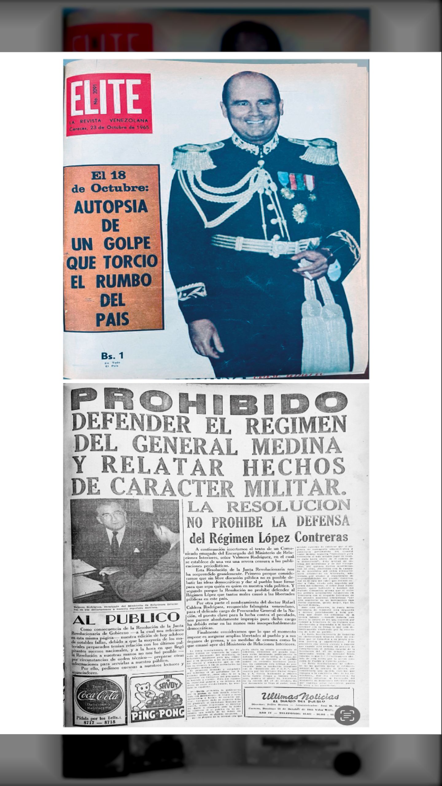 EL DERROCAMIENTO DEL GENERAL ISAIAS MEDINA ANGARITA Y LA BARBARIE DEL TRIENIO ADECO (ÚLTIMAS NOTICIAS, 28 de octubre de 1945)