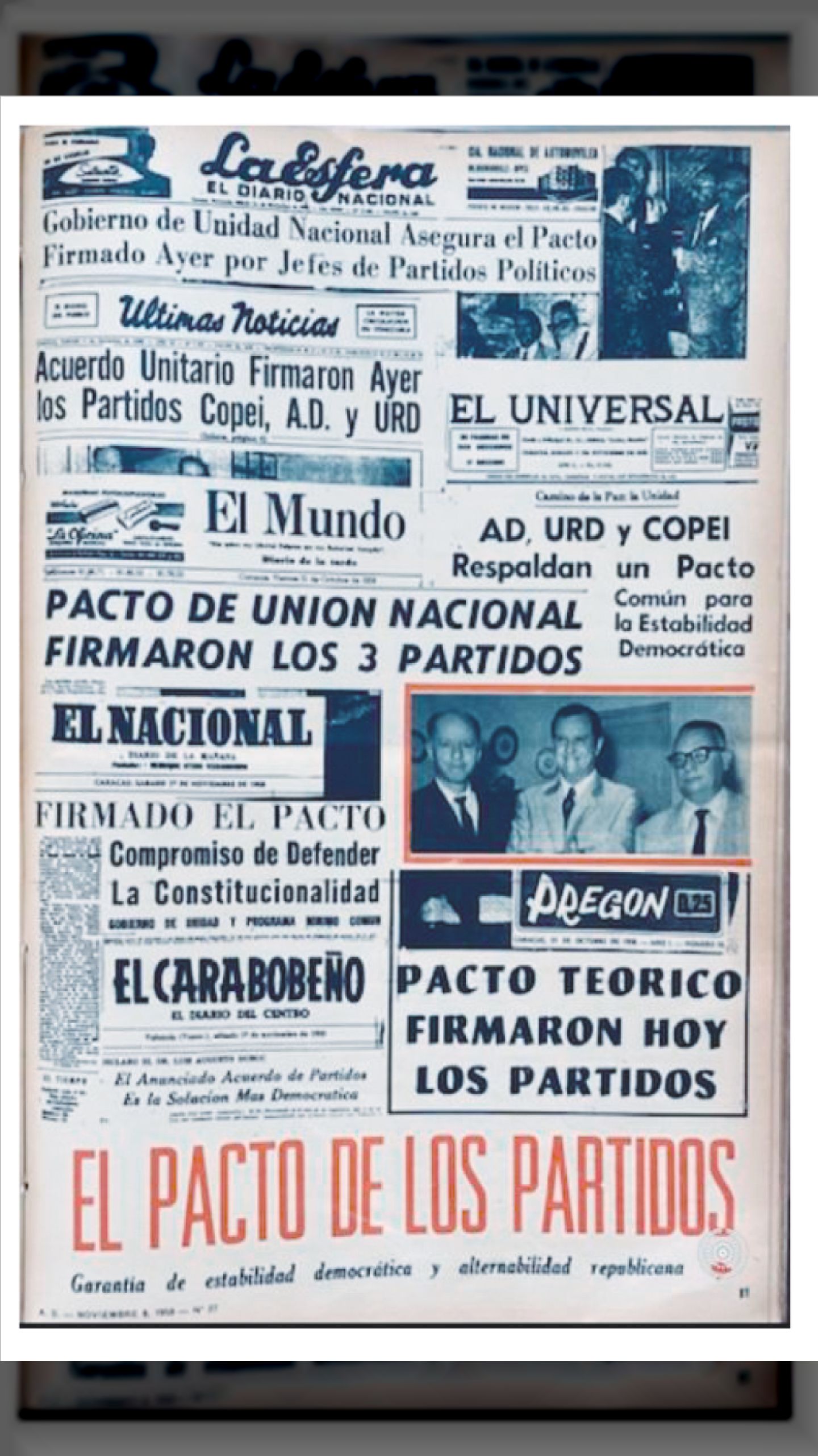 EL PACTO DE PUNTO FIJO (REVISTA A.D., NOVIEMBRE 8-1958- Nº 27)