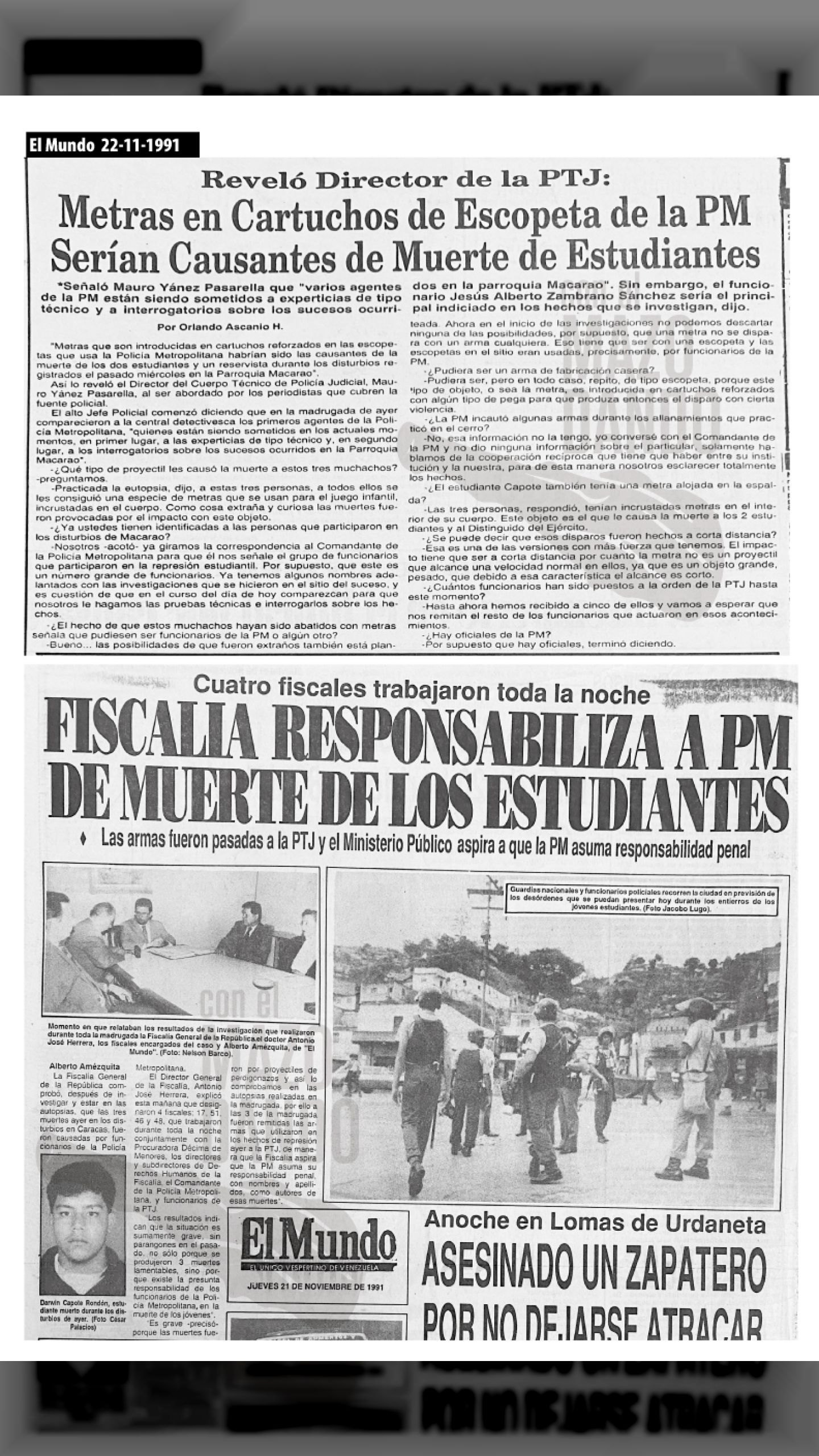 LA MASACRE DE MACARAO (EL MUNDO y 2001,  22 de noviembre 1991)