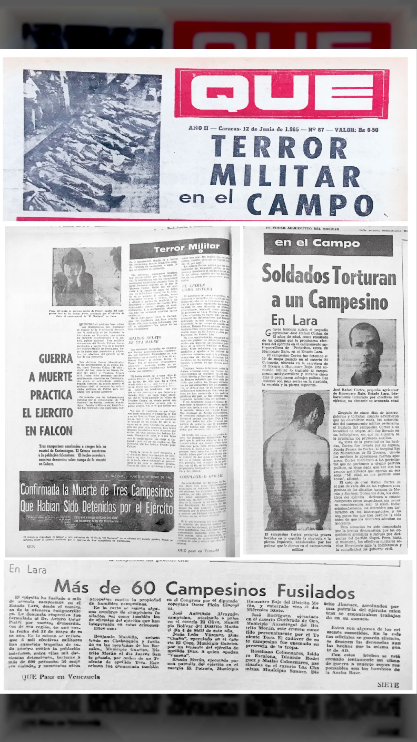 Fusilamiento de Rufino Terán y Omar José Mendoza (QUÉ pasa en Venezuela, 12 de junio 1965)