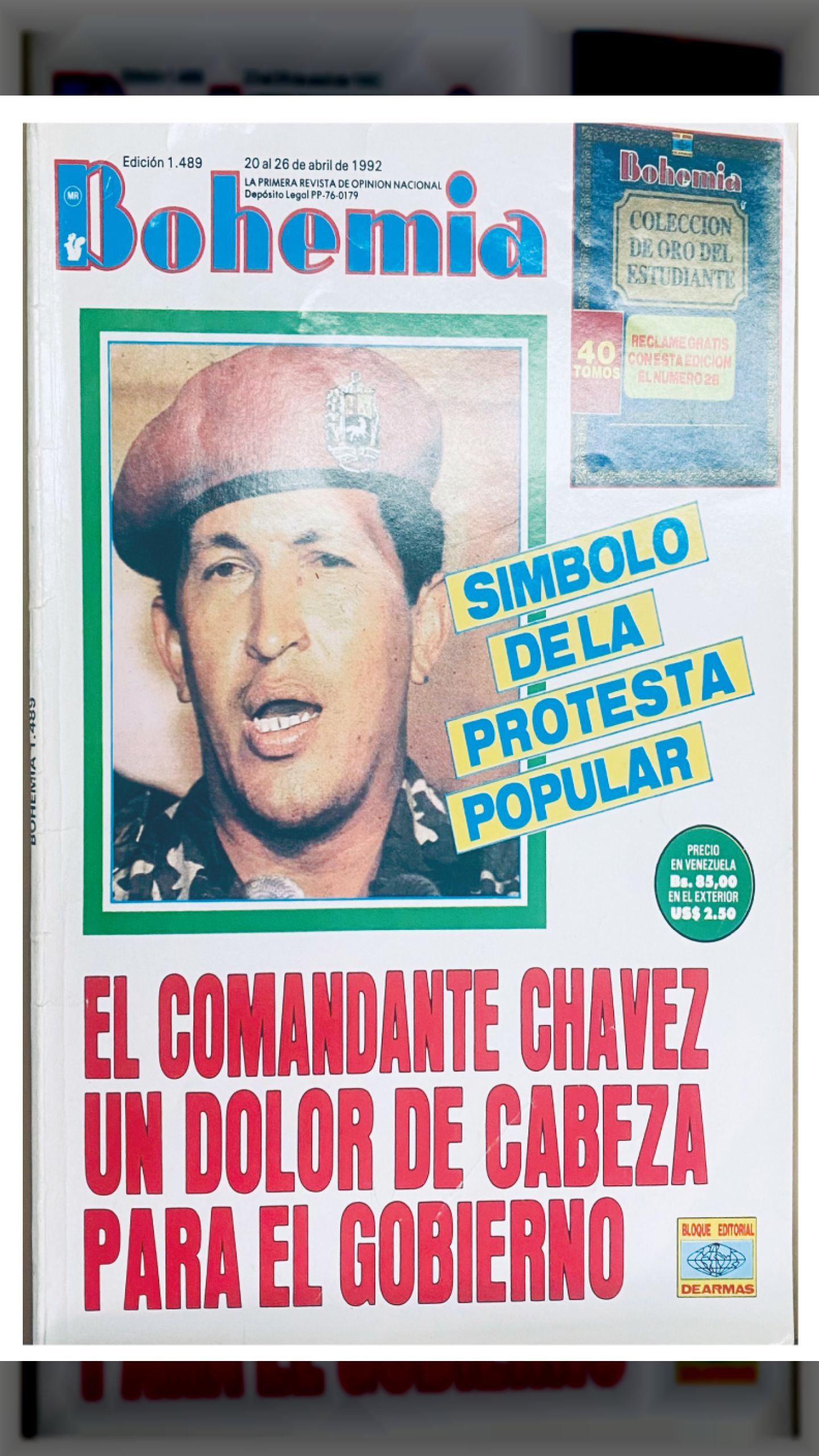 CHÁVEZ: SÍMBOLO DE LA PROTESTA POPULAR (BOHEMIA, 20 al 26 de abril de 1992)