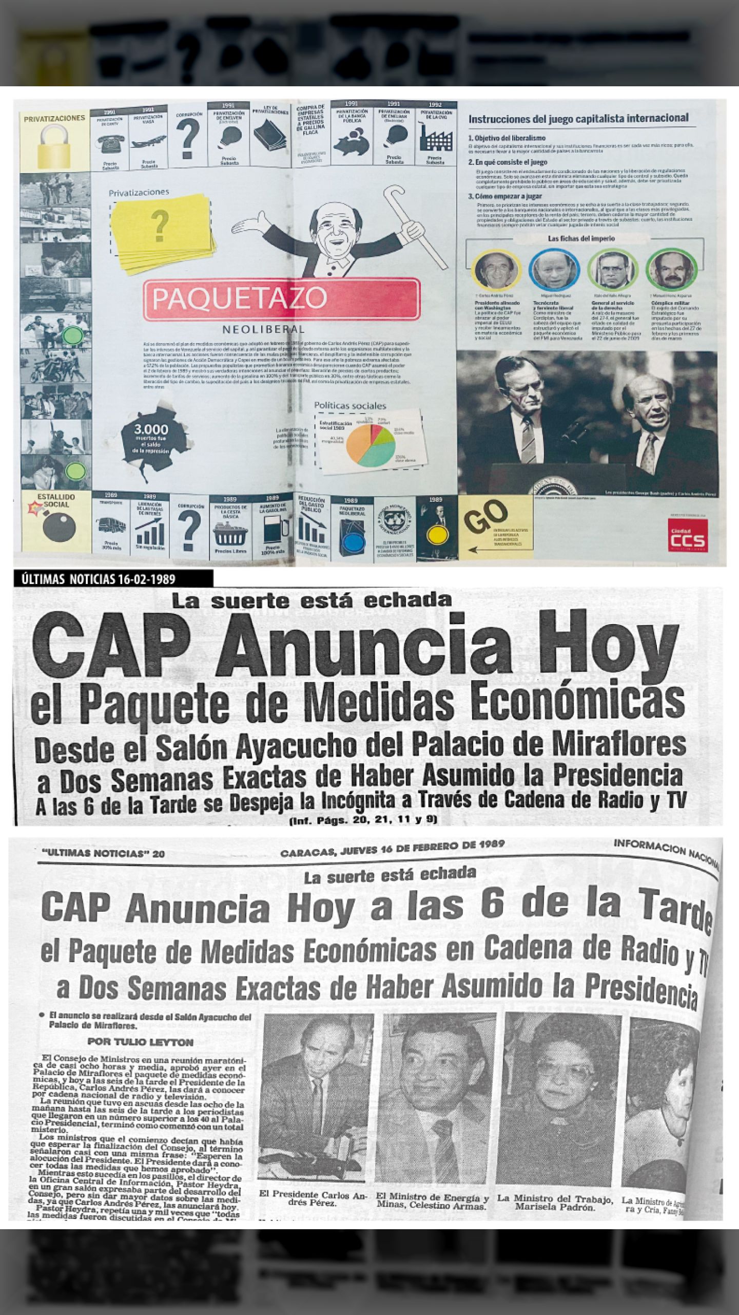 EL PAQUETAZO NEOLIBERAL DE CAP (Últimas Noticias, 16 de febrero de 1989 y Ciudad Caracas-CCS, 27 de febrero 2014)