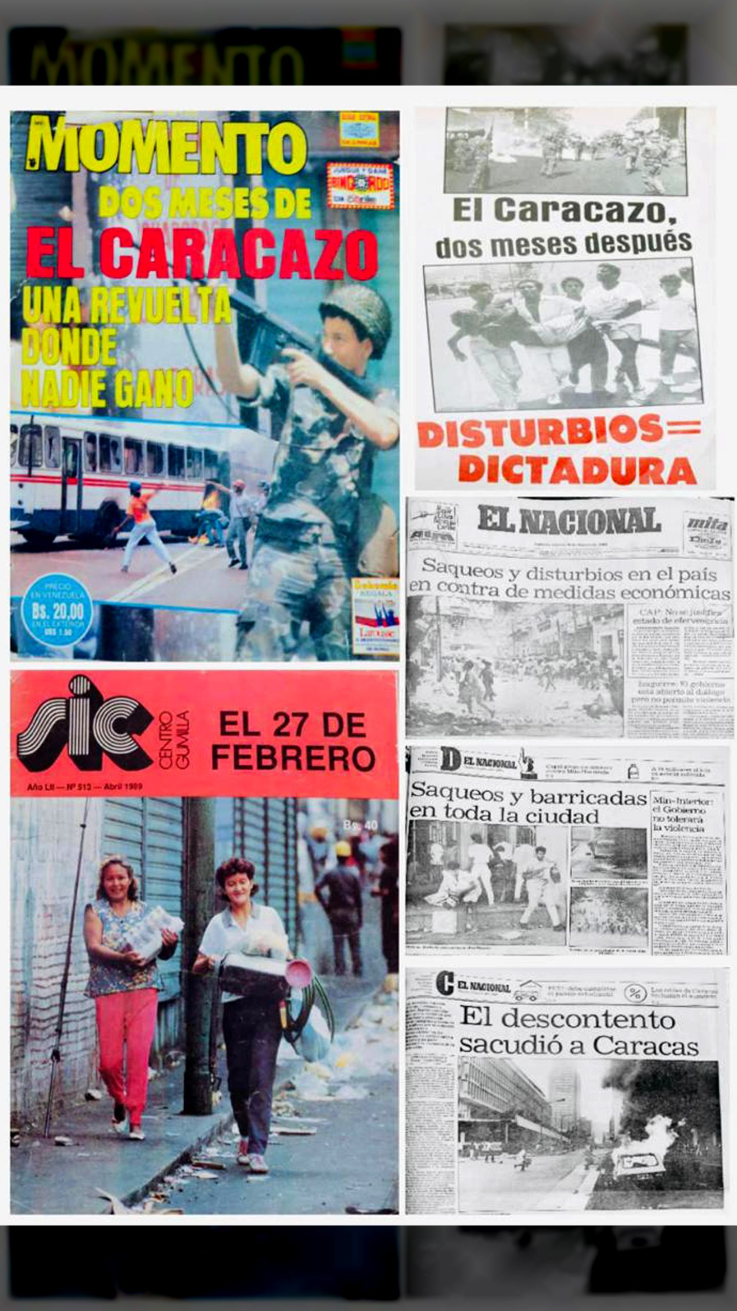 EL CARACAZO” (Últimas Noticias, 27 febrero - 11 de marzo 1989 / Revista SIC Nº 513-abril 1989)