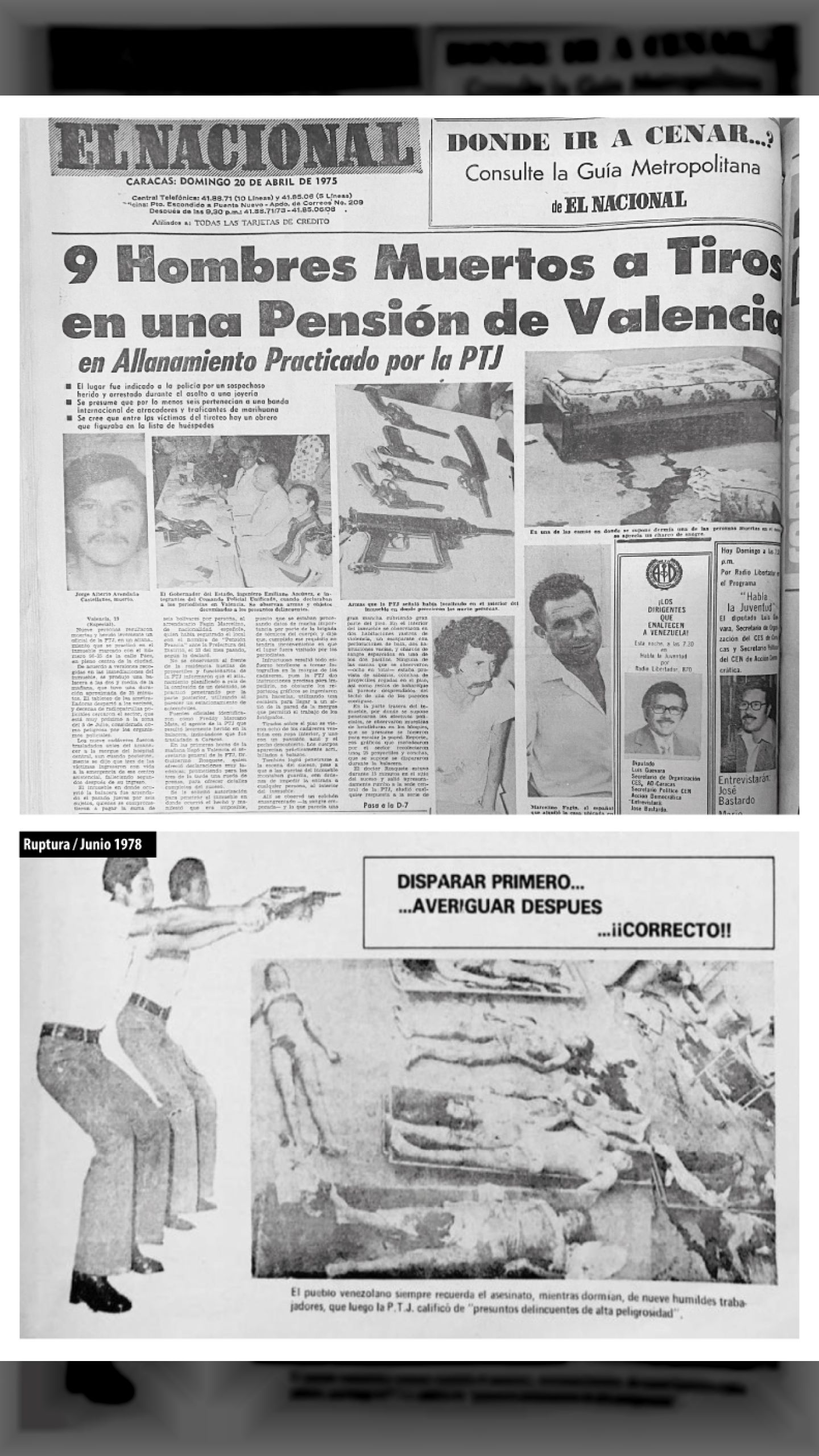 La Masacre de Valencia - Mientras dormían nueve obreros fueron acribillados por funcionarios élite del escuadrón GATO (ELNACIONAL, 20 de abril de 1975)