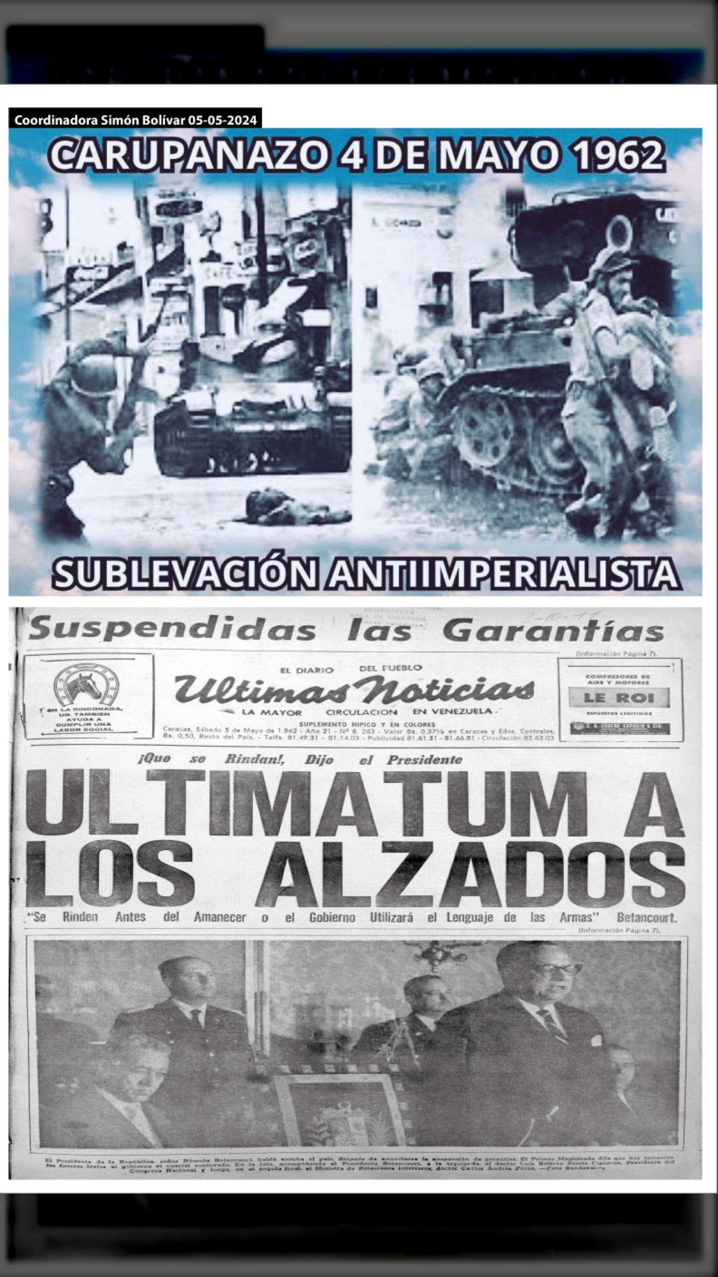 “EL CARUPANAZO” (Últimas Noticias, 05 de mayo 1962)