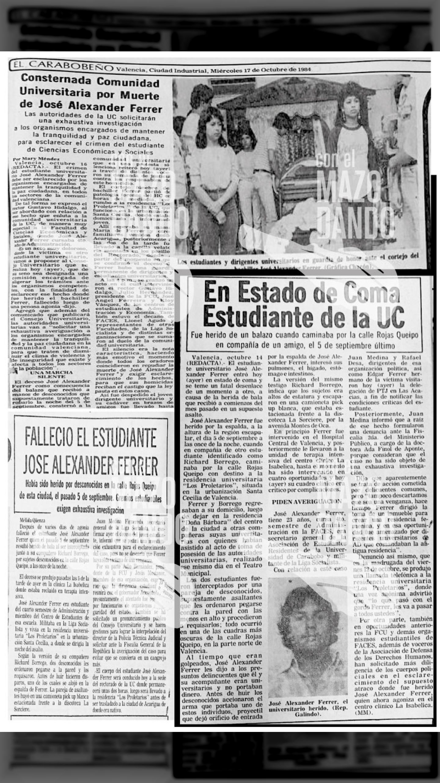 JOSÉ ALEXANDER FERRER ES ASESINADO HACE 40 AÑOS POR LOS CUERPOS REPRESIVOS DE LA IV REPÚBLICA