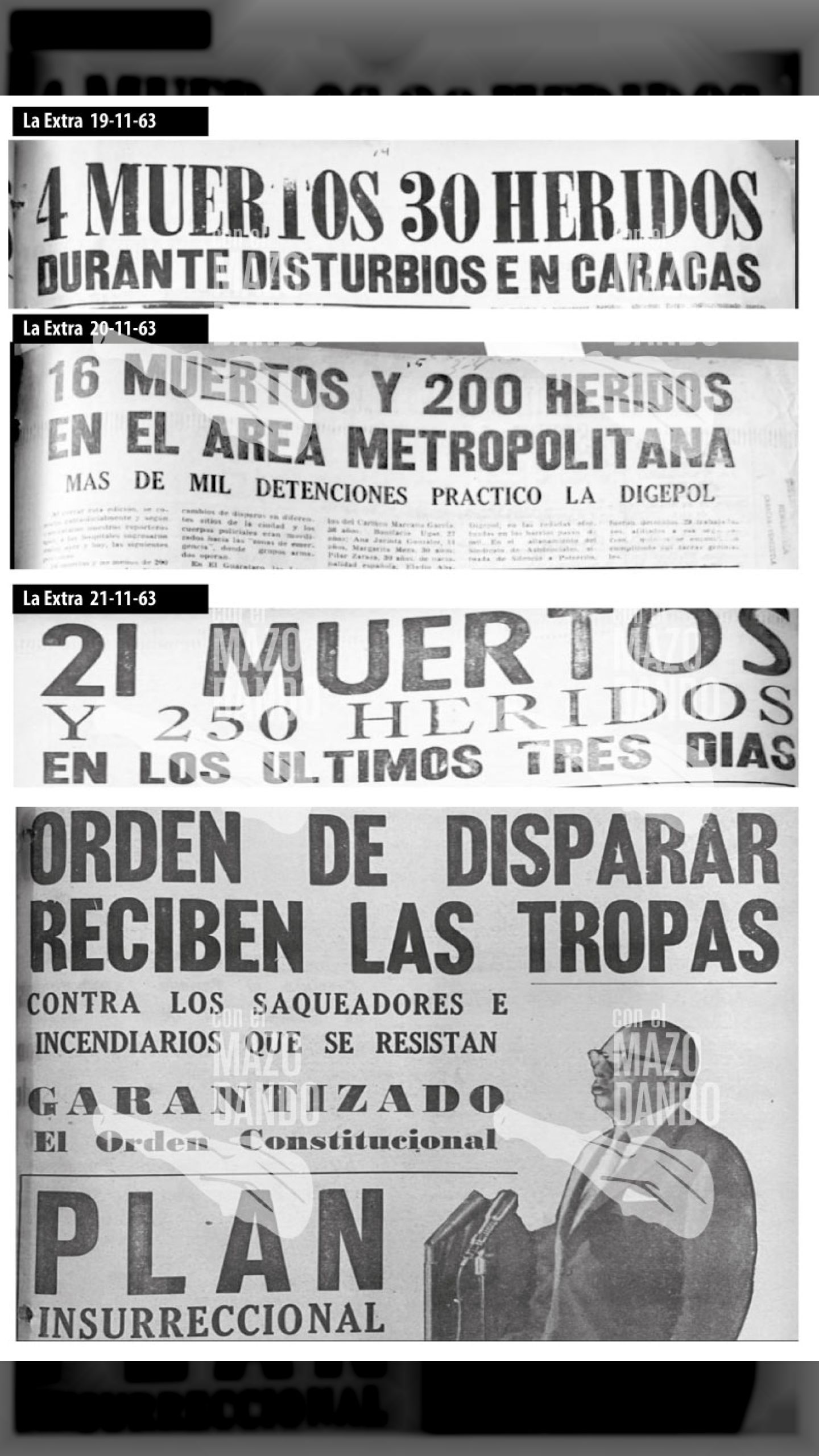 LAS VÍCTIMAS DEL GOBIERNO DE BETANCOURT EN CARACAS, NOVIEMBRE DE 1963