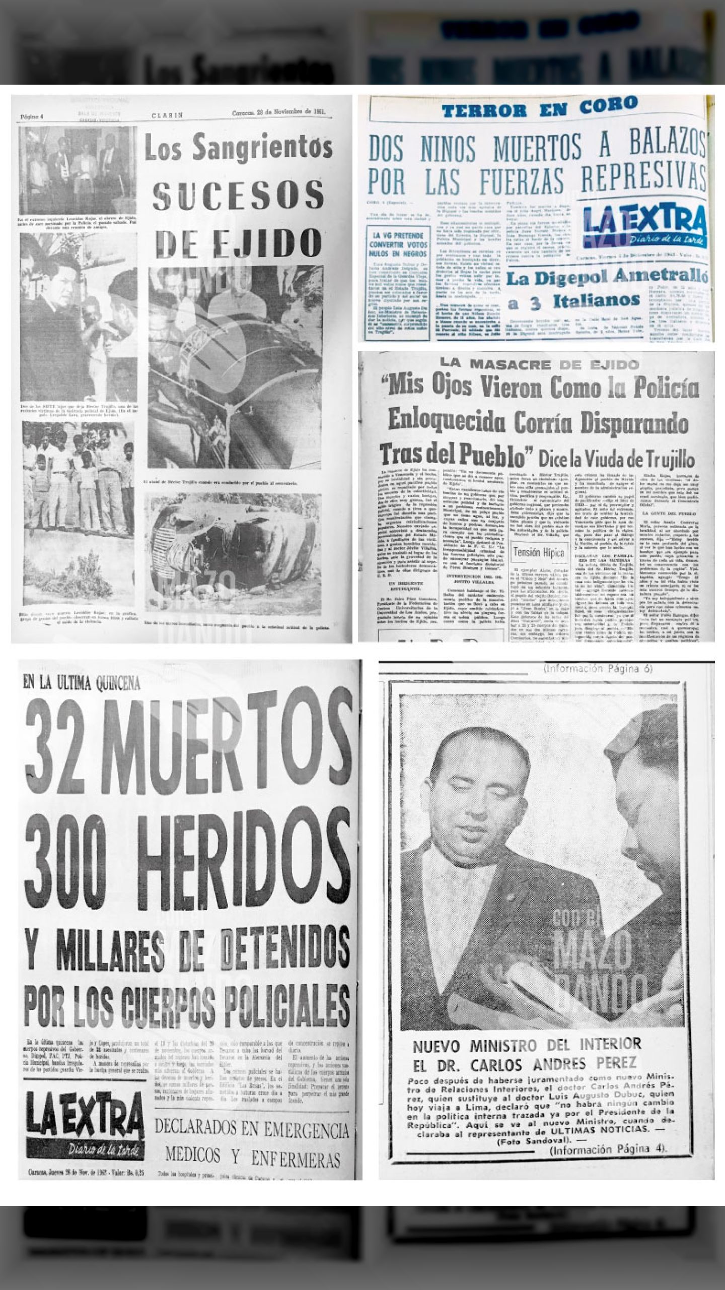 LAS VÍCTIMAS DEL GOBIERNO DE BETANCOURT ENTRE NOVIEMBRE Y DICIEMBRE DE 1963