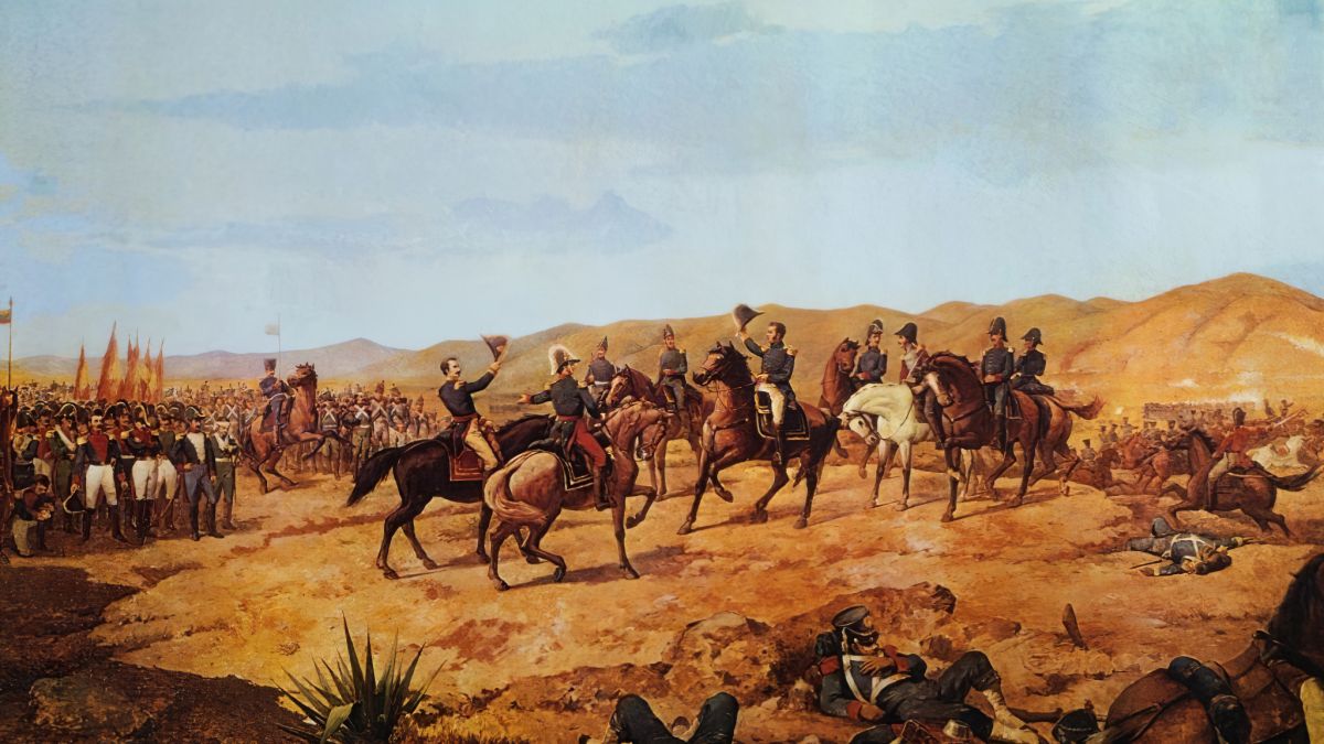 Oil painting of the Battle of Ayacucho, a work by Martín Tovar y Tovar