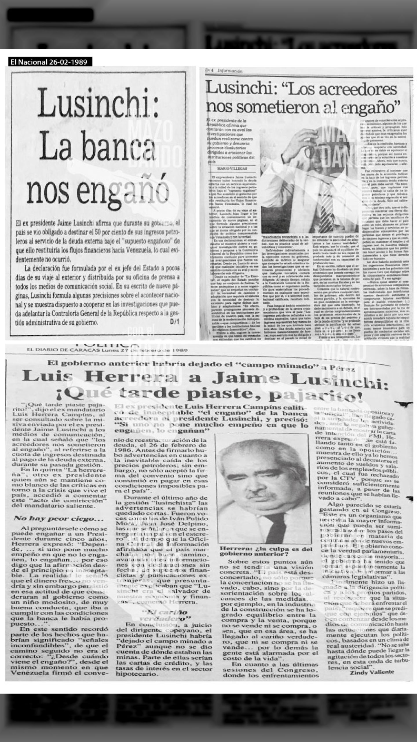 “LA BANCA NOS ENGAÑÓ” Un día antes de “El Caracazo”