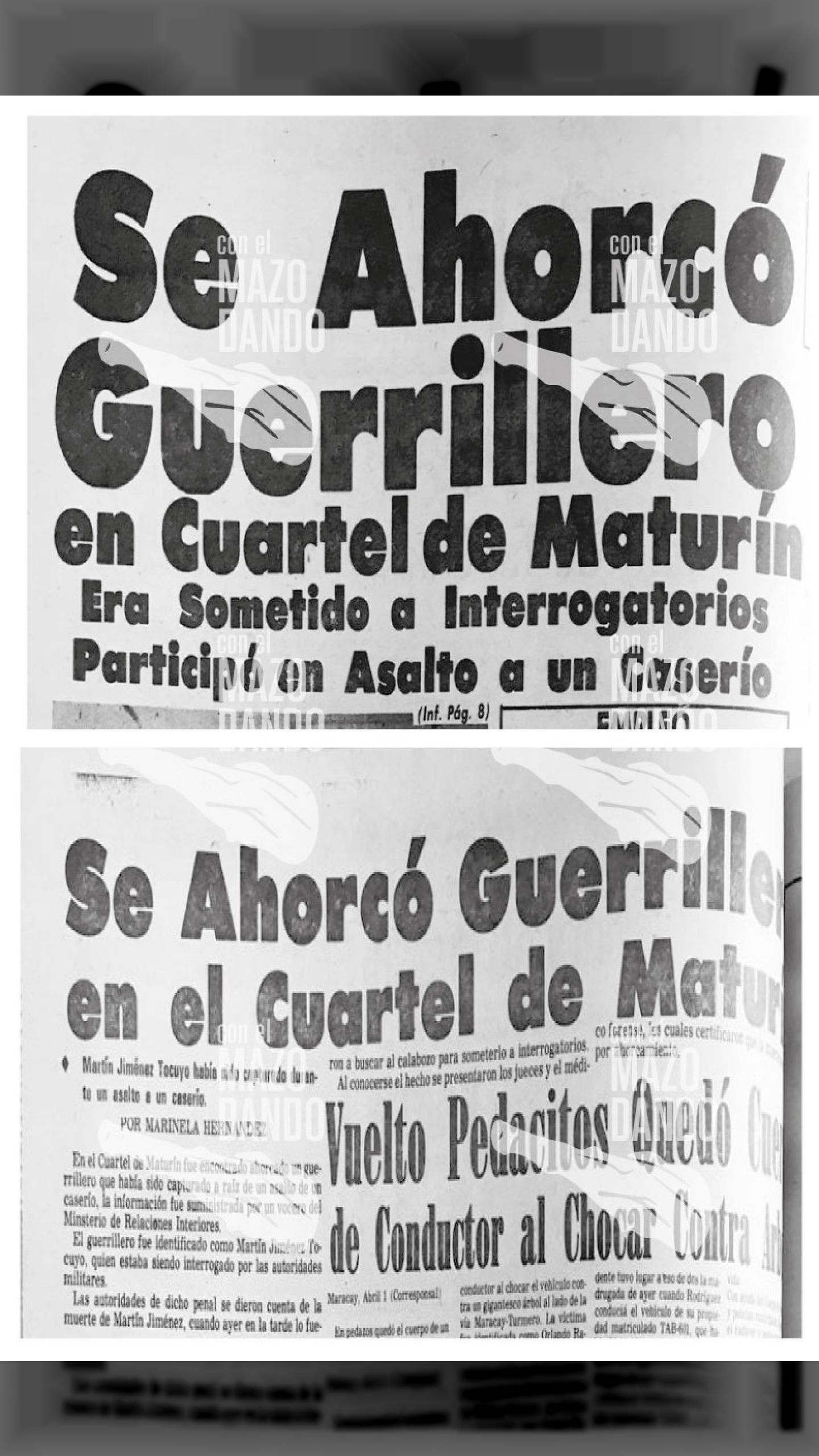 CUANDO ERA SOMETIDO A INTERROGATORIOS SE AHORCÓ GUERRILLERO EN CUARTEL DE MATURÍN