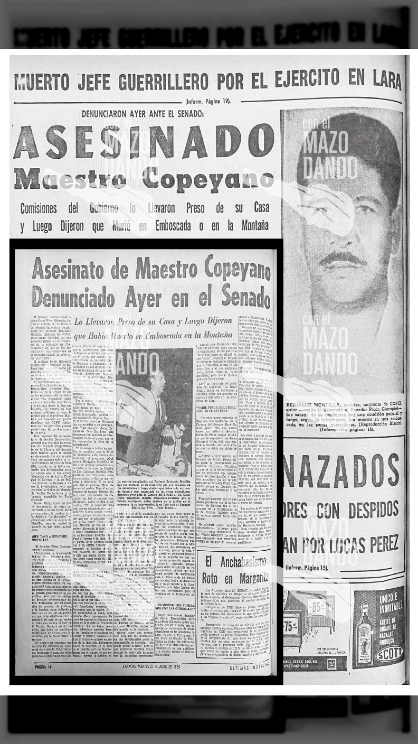 DETENIDO Y DESAPARECIDO BENJAMÍN MONTILLA POR AGENTES DEL TO.3 DE EL TOCUYO