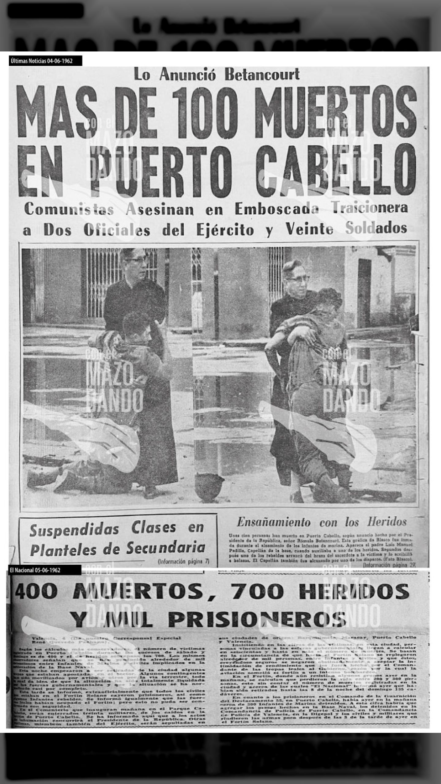 “EL PORTEÑAZO” SÍ HUBO ENSAÑAMIENTO Y FUSILAMIENTOS CONTRA SOLDADOS Y ESTUDIANTES HERIDOS