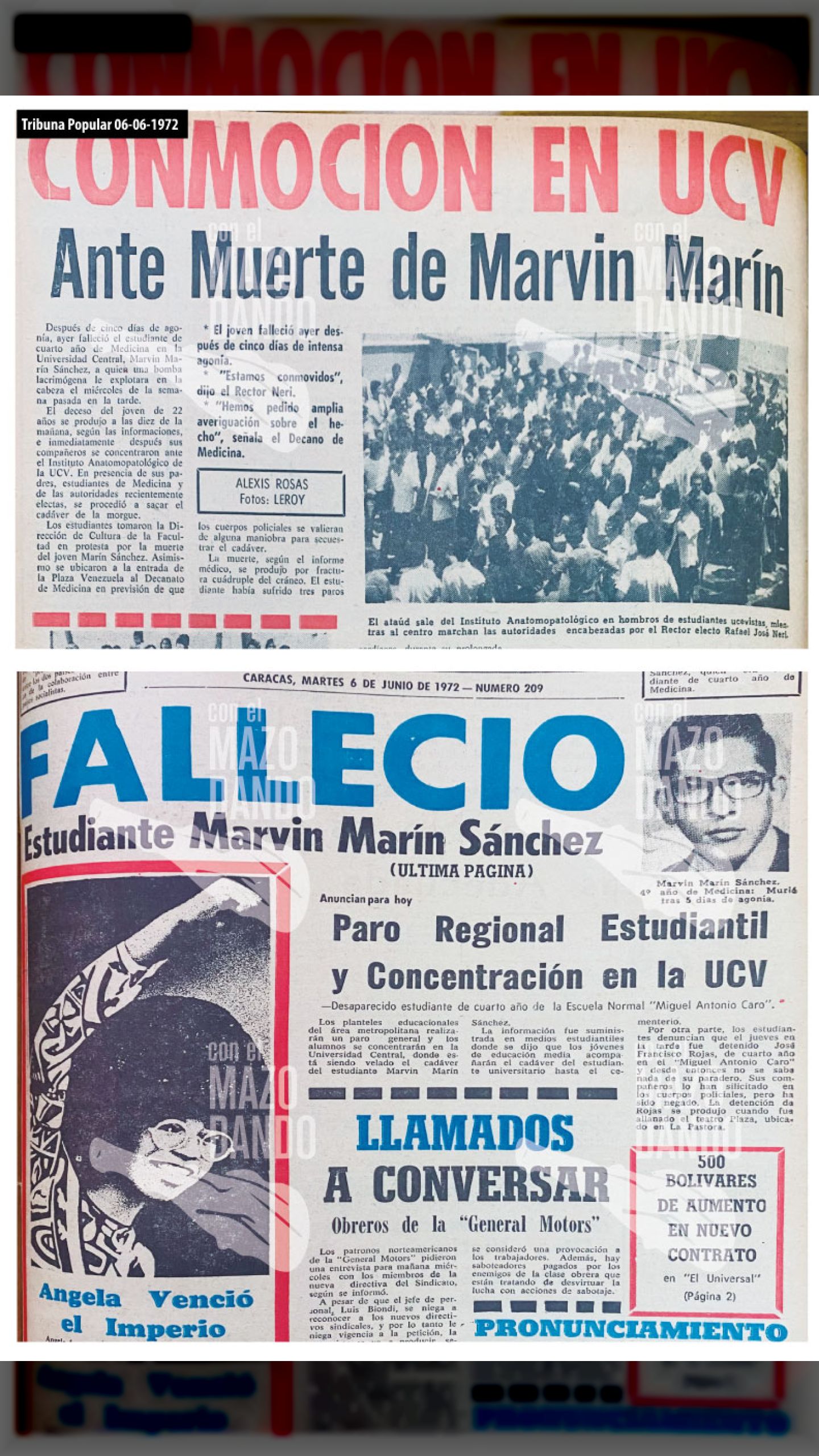 Tras 5 Días de Agonía Murió el Estudiante MARVIN RAMÓN MARÍN SÁNCHEZ