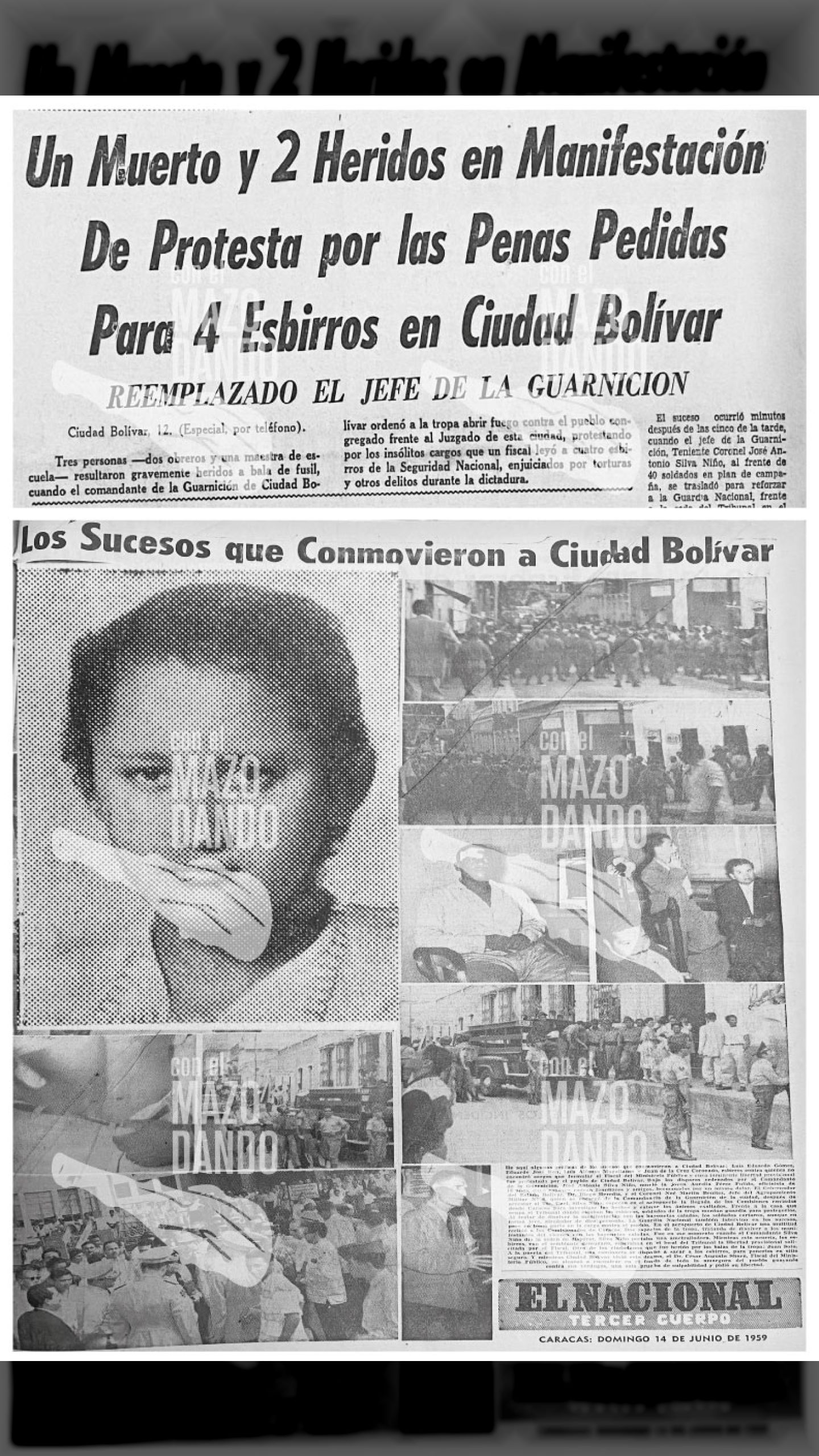 FUERON BALEADOS POR TROPAS DEL GOBIERNO AURELIA PÉREZ PULIDO Y DOS OBREROS EN CIUDAD BOLÍVAR