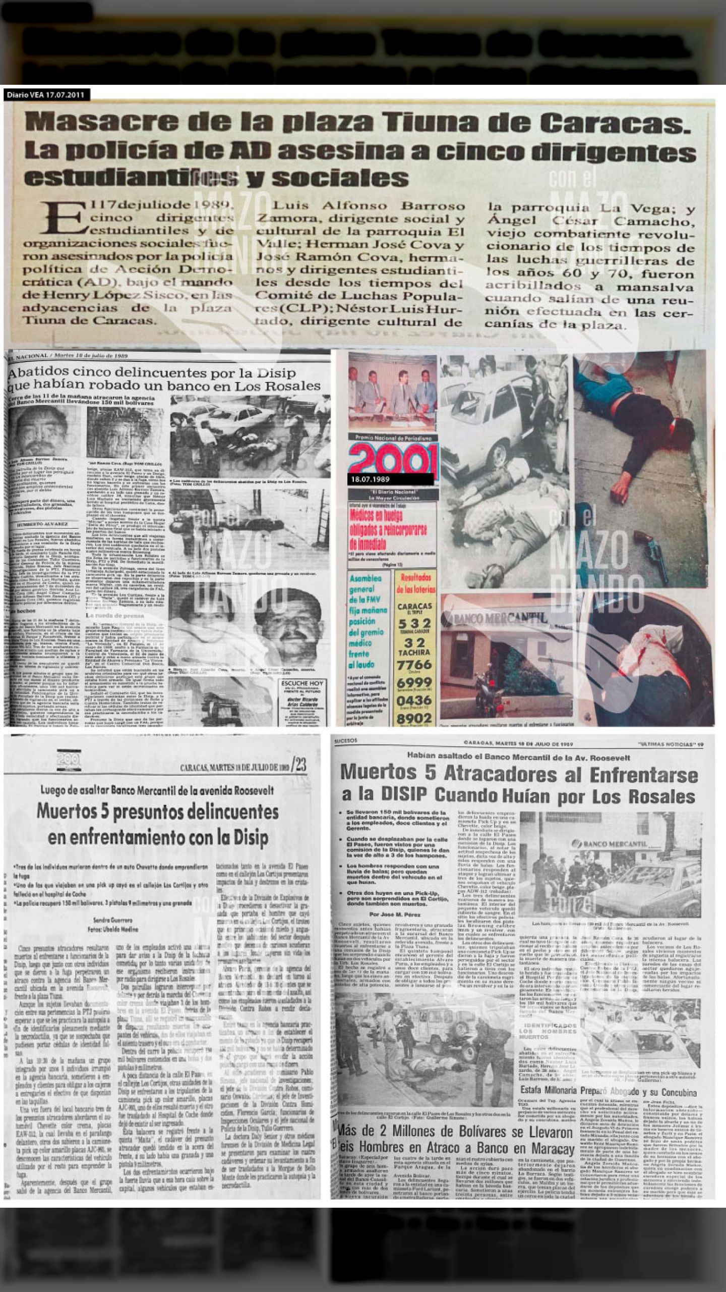 LA MASACRE DE PLAZA TIUNA - CINCO JÓVENES MUEREN ACRIBILLADOS POR LA DISIP