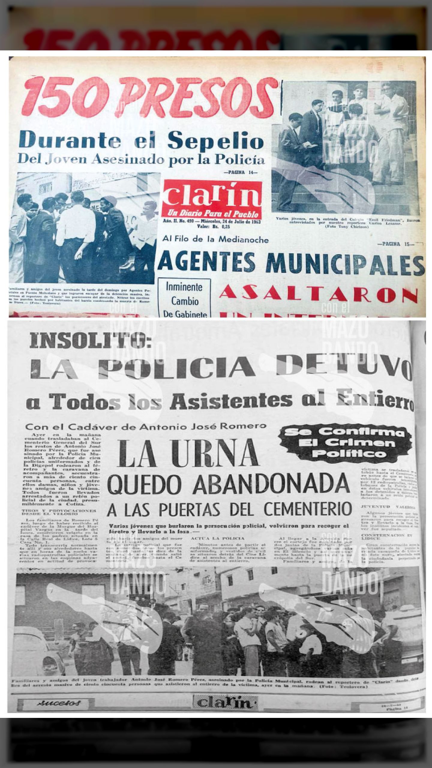 ANTONIO J. ROMERO PÉREZ - 150 PRESOS DURANTE EL SEPELIO DEL JOVEN ASESINADO POR LA POLICÍA