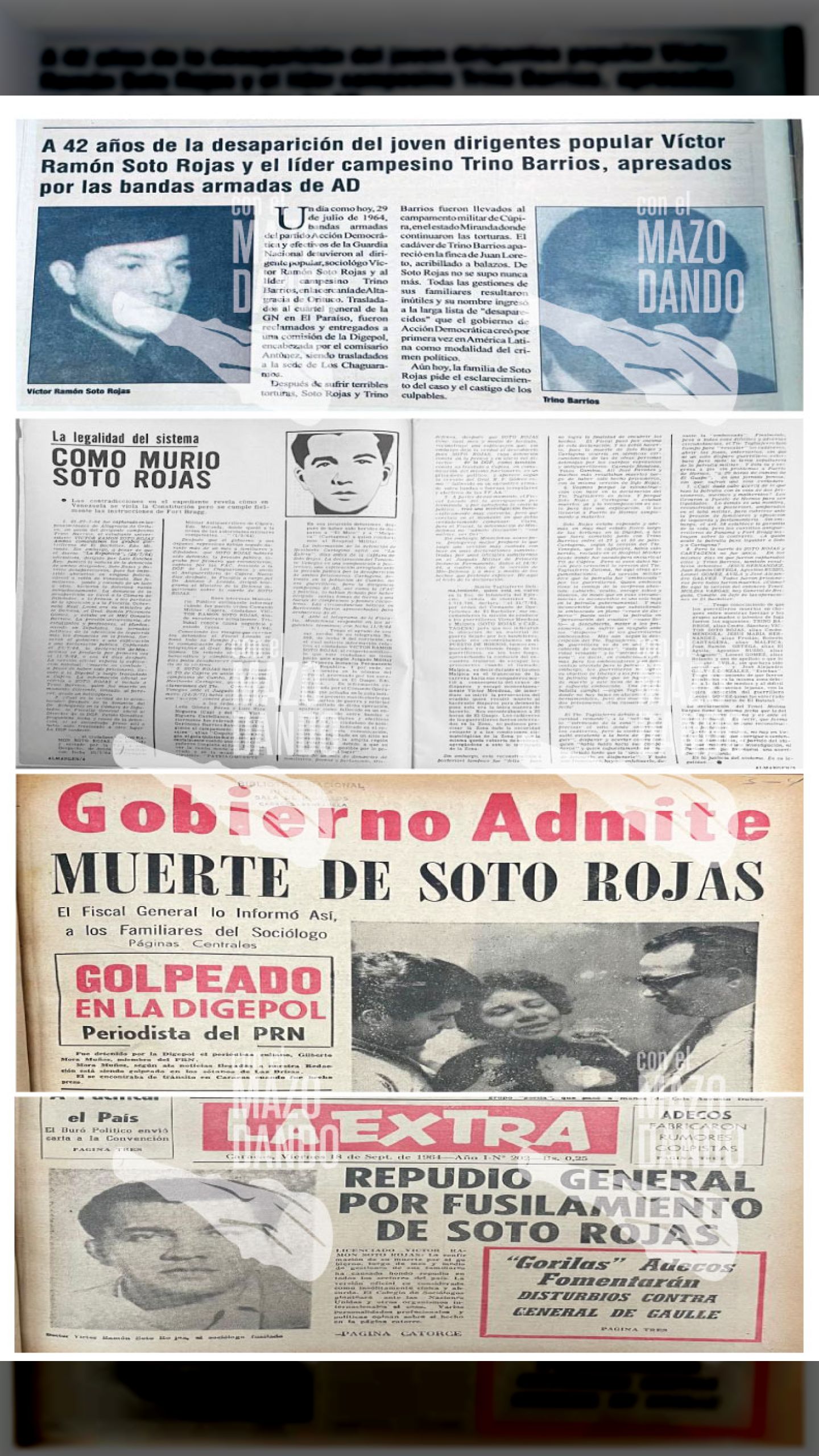A 61 Años de la Desaparición Forzada de VÍCTOR SOTO ROJAS y TRINO BARRIOS