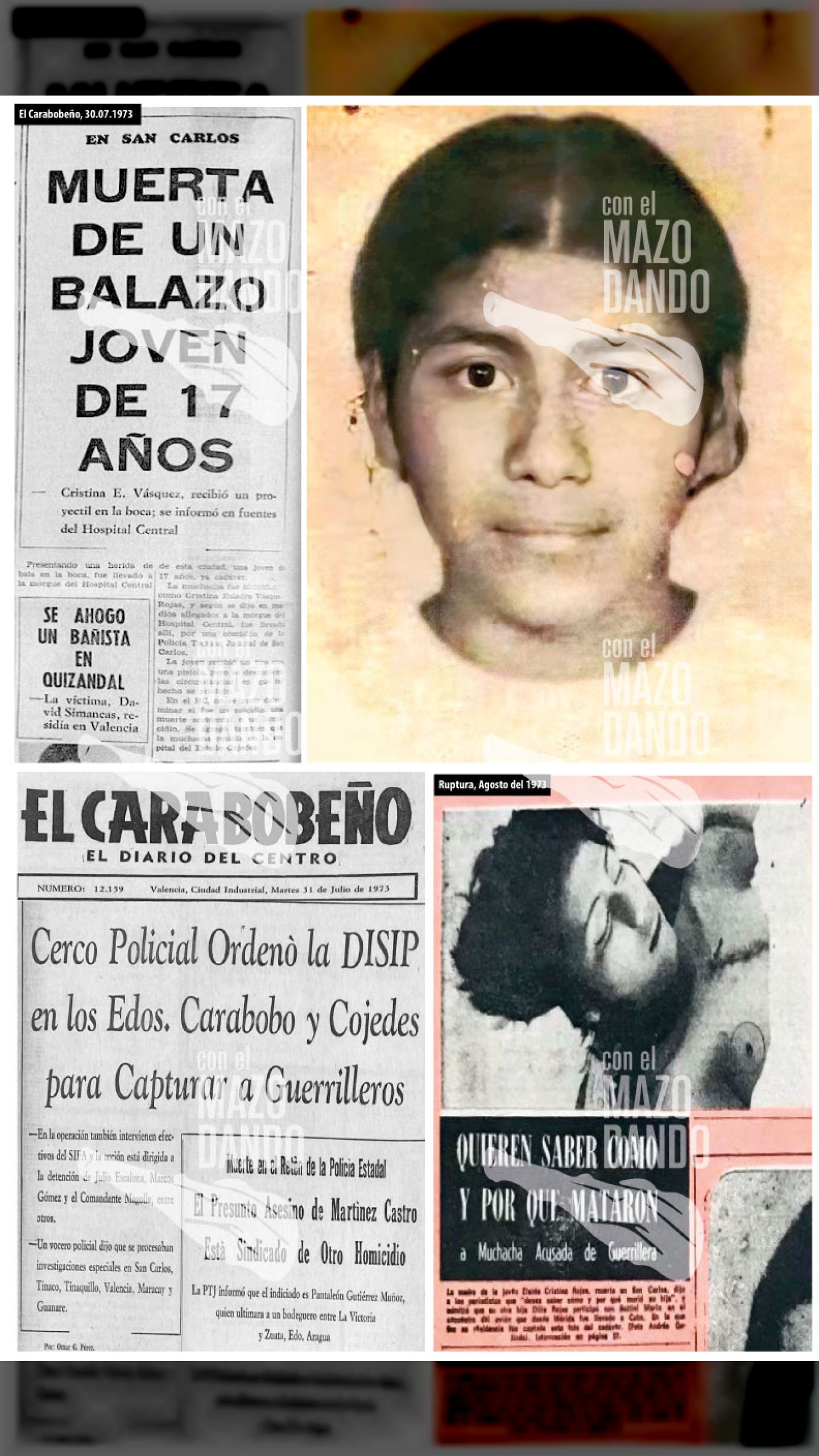ESLADIA CRISTINA VÁSQUEZ ROJAS - JOVEN EMBARAZADA ASESINADA POR LA DISIP