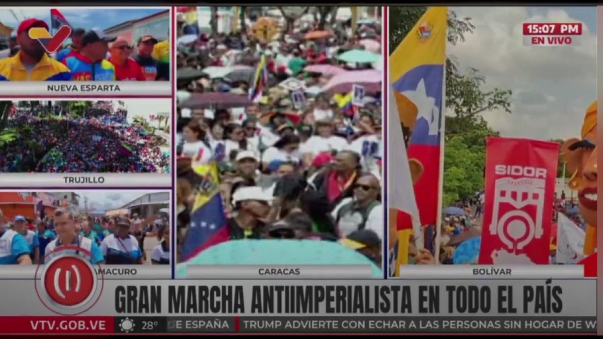 Pueblo antiimperialista marcha en defensa de la paz y del presidente Maduro