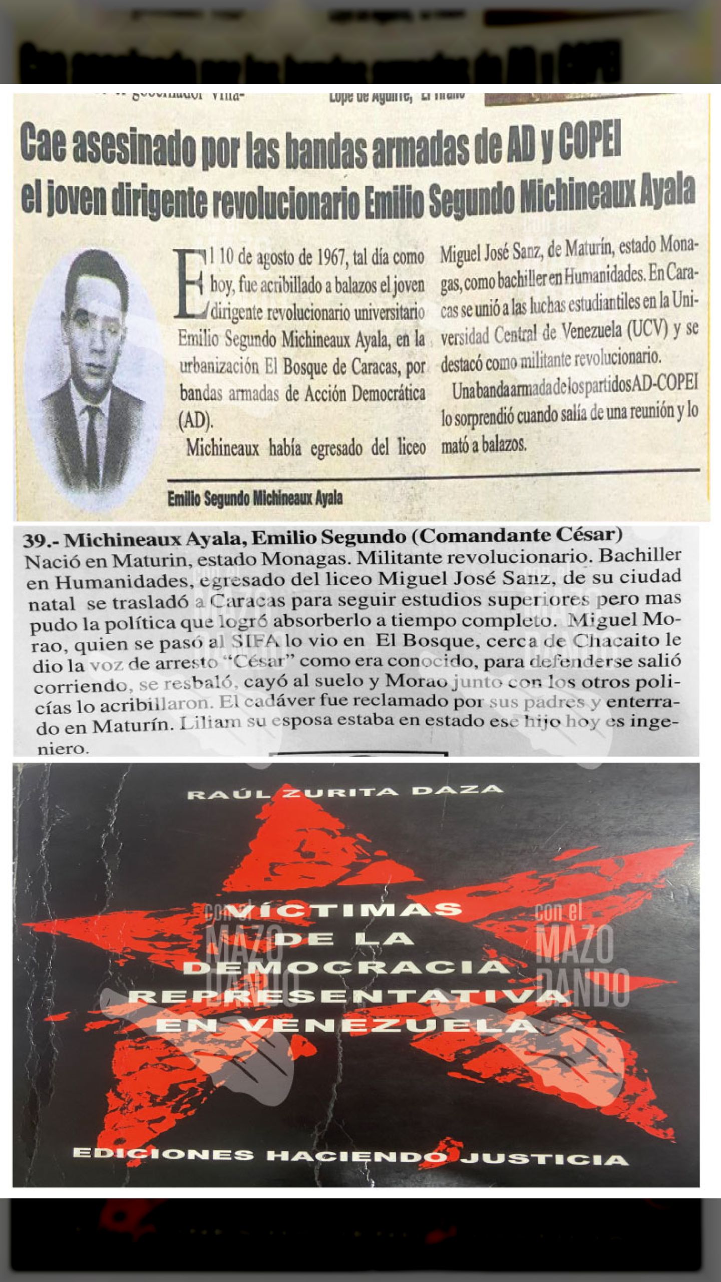 EMILIO MICHINEAUX CAE ASESINADO POR BANDAS ARMADAS DE ACCIÓN DEMOCRÁTICA