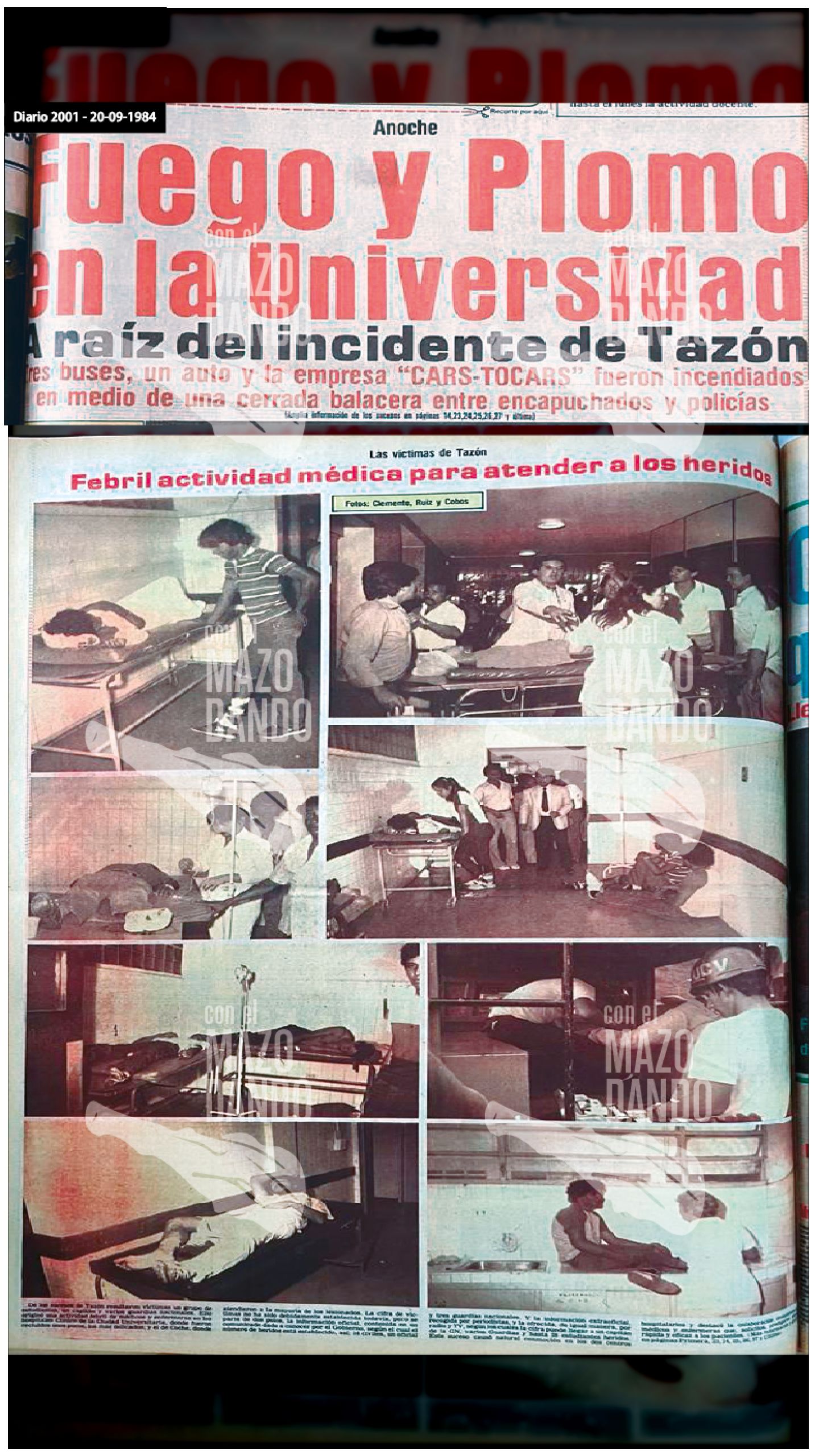 LA MASACRE DE TAZÓN - 35 ESTUDIANTES ABALEADOS POR LA G.N.