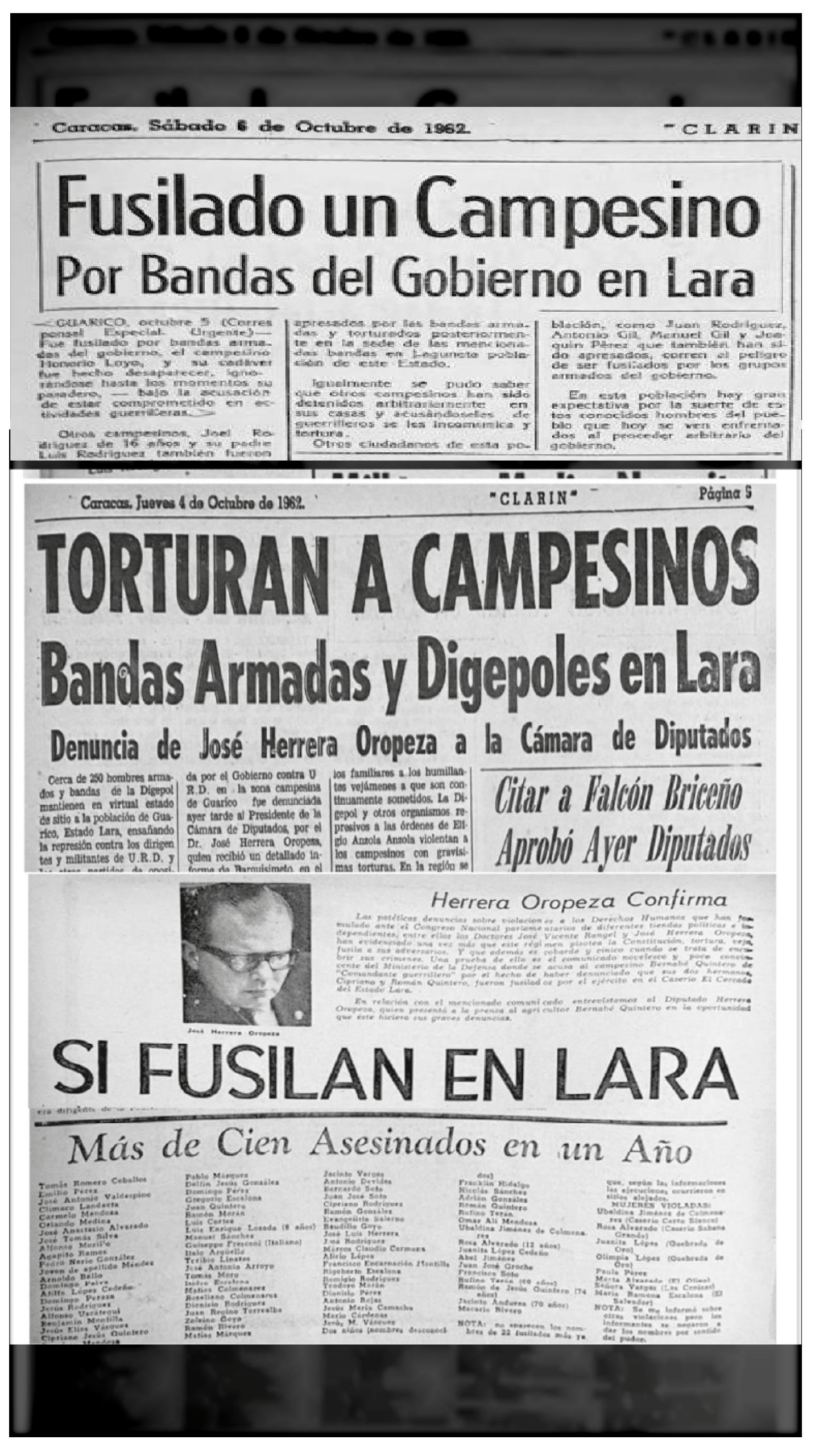Fusilados campesinos por bandas del Gobierno en el estado Lara