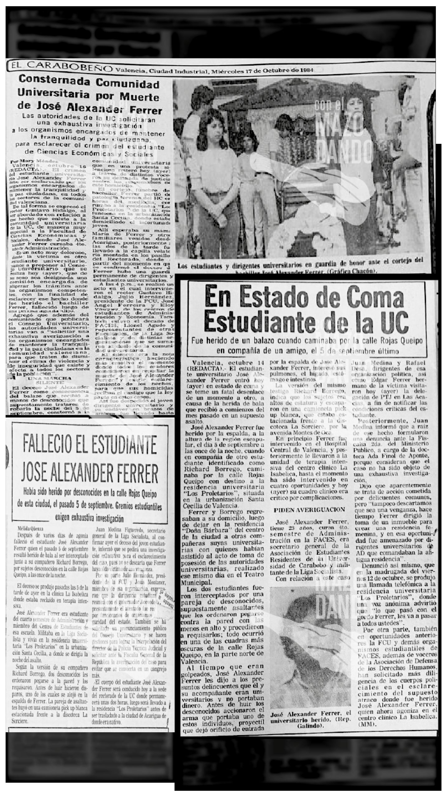 JOSÉ ALEXANDER FERRER - ASESINADO POR LOS CUERPOS REPRESIVOS DE LA IV REPÚBLICA