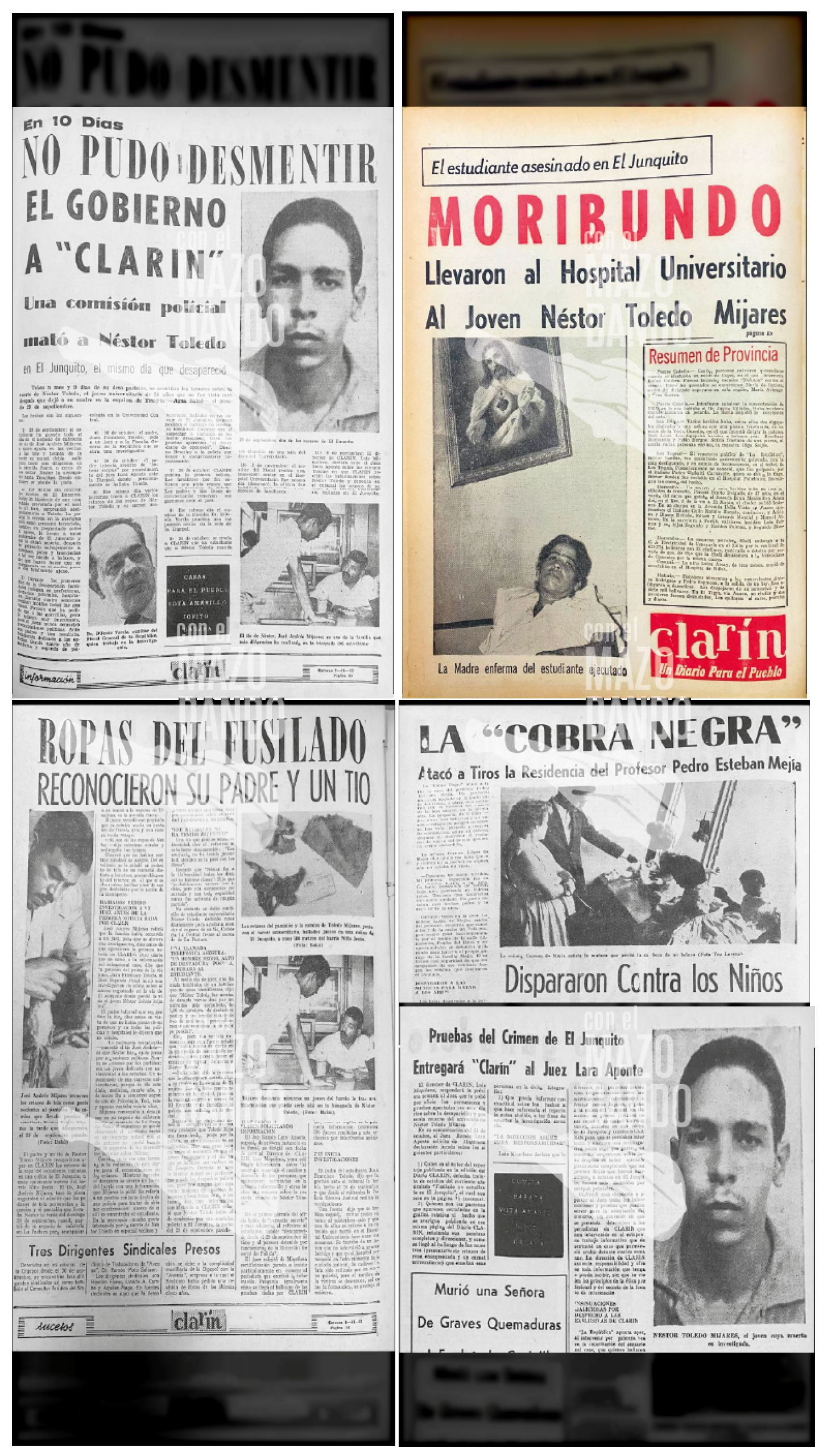 Tres jóvenes fusilados por bandas armadas de AD: NESTOR TOLEDO, JESÚS A. RODRÍGUEZ Y LUCIO LEDEZMA