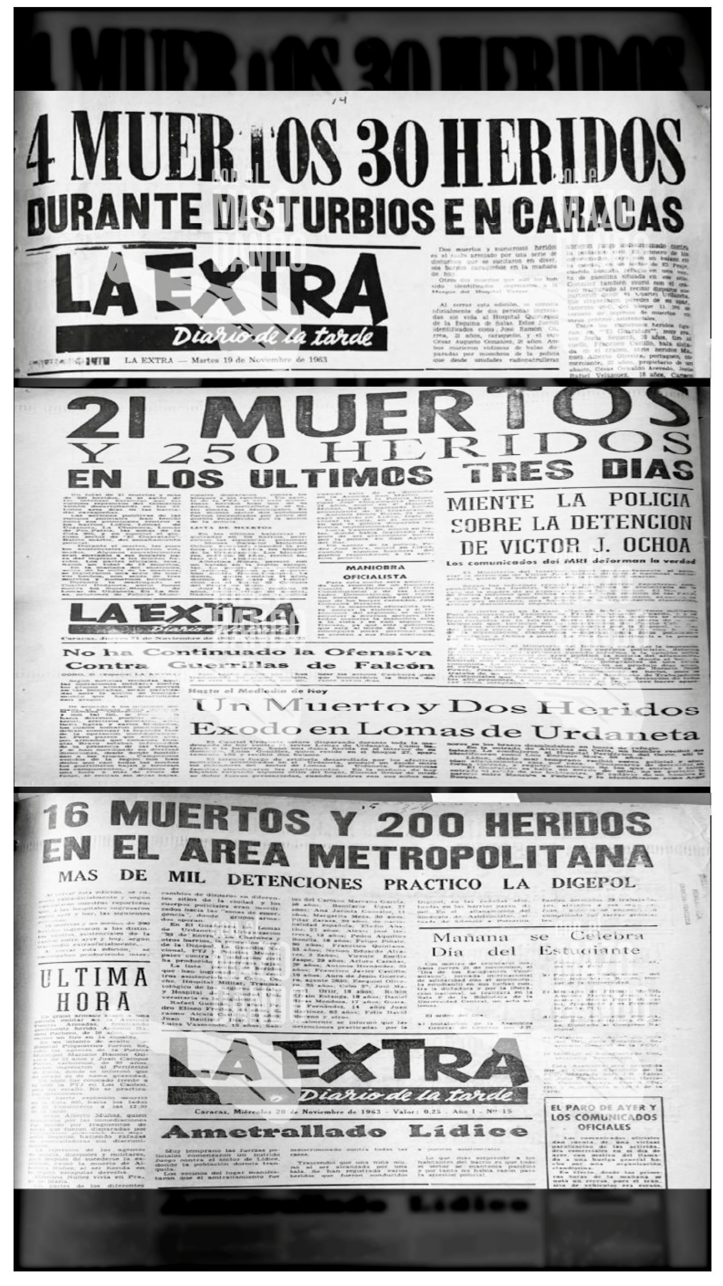 LAS VÍCTIMAS DEL GOBIERNO DE BETANCOURT DURANTE LA CELEBRACIÓN DEL DÍA DEL ESTUDIANTE DE 1963