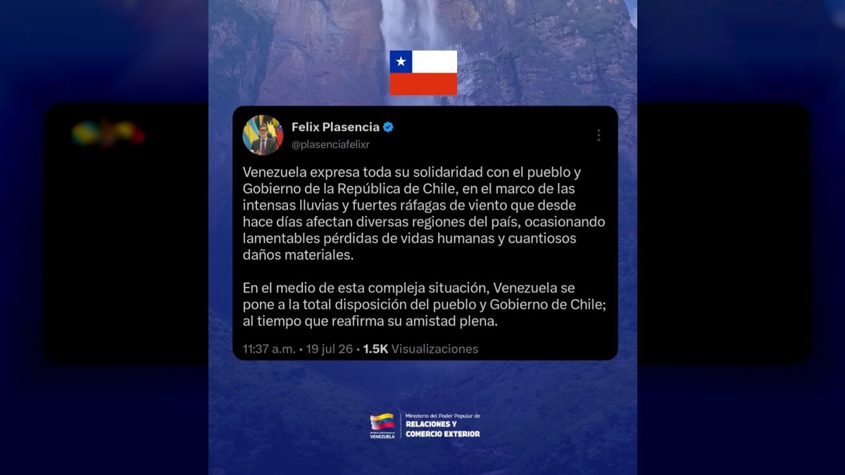 Foreign Minister Plasencia expressed his solidarity with Peru, Mexico, Chile and Guatemala in the face of recent natural phenomena