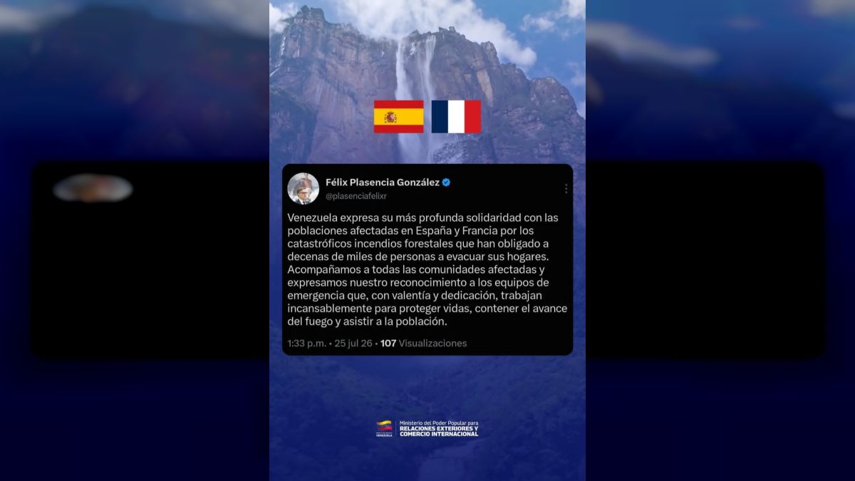 Venezuela stands in solidarity with Spain and France in the face of damage caused by forest fires