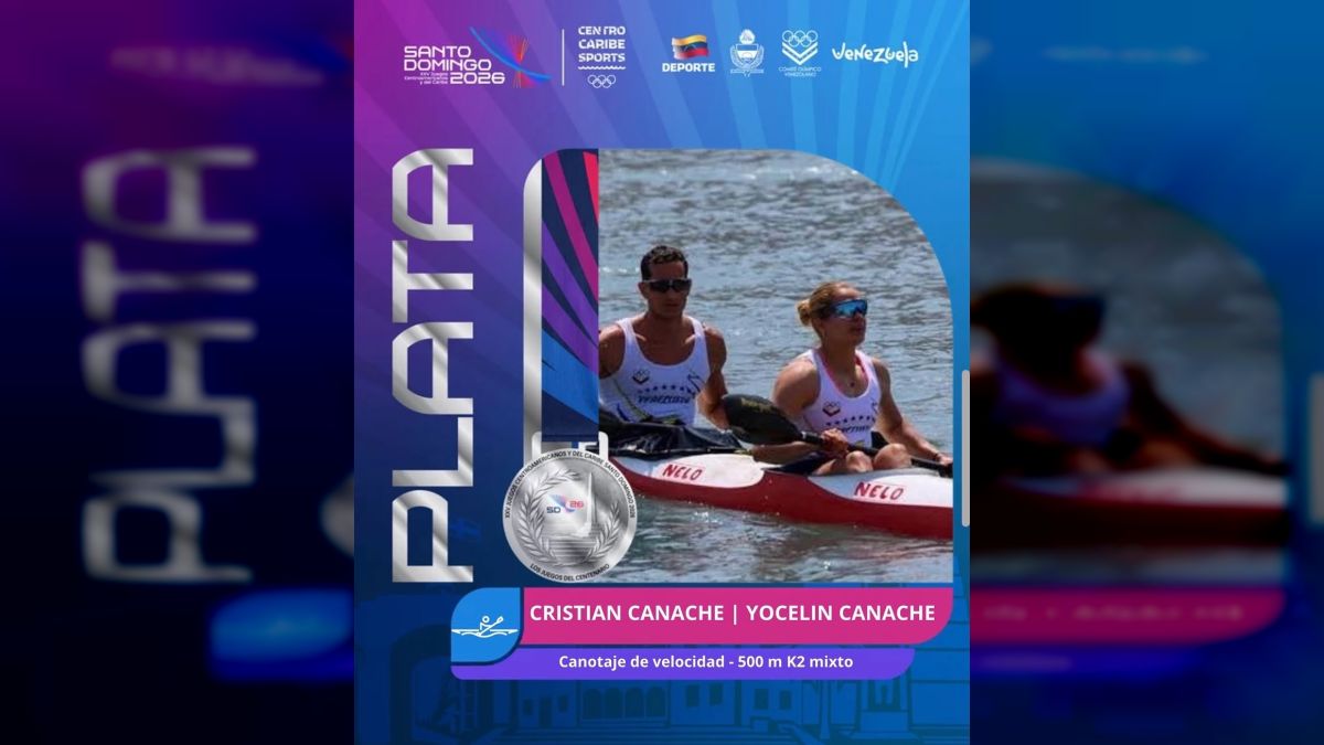 Yocelin and Cristian Canache climb to second place on the podium in mixed K2 500 at the Central American Games