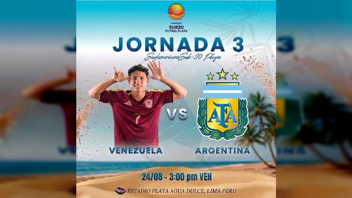 Undefeated! Venezuela will face Argentina in the South American Under-20 Beach Soccer Championship this Monday