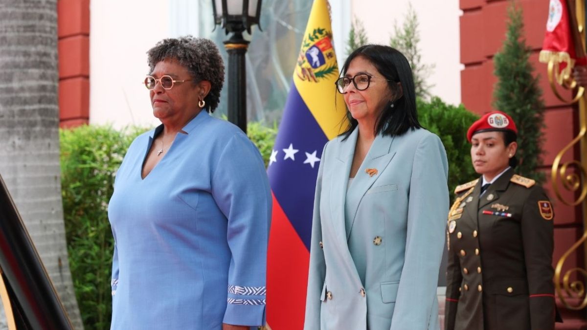 President (E) Delcy Rodríguez received Prime Minister of Barbados Mia Mottley in Miraflores