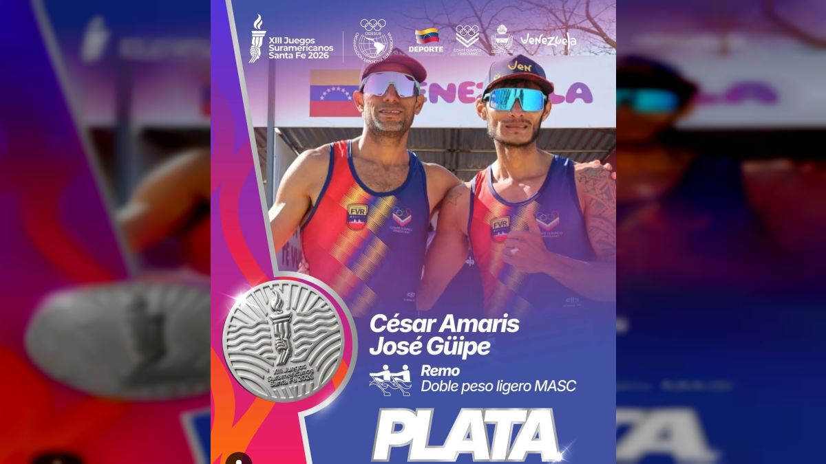 César Amaris and José Güipe win silver medals in rowing at the South American Santa Fe 2026