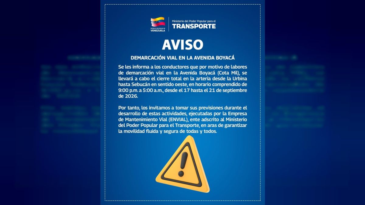 Attention drivers! Ministry of Transport announces closure of the Cota Mil between La Urbina and Sebucán